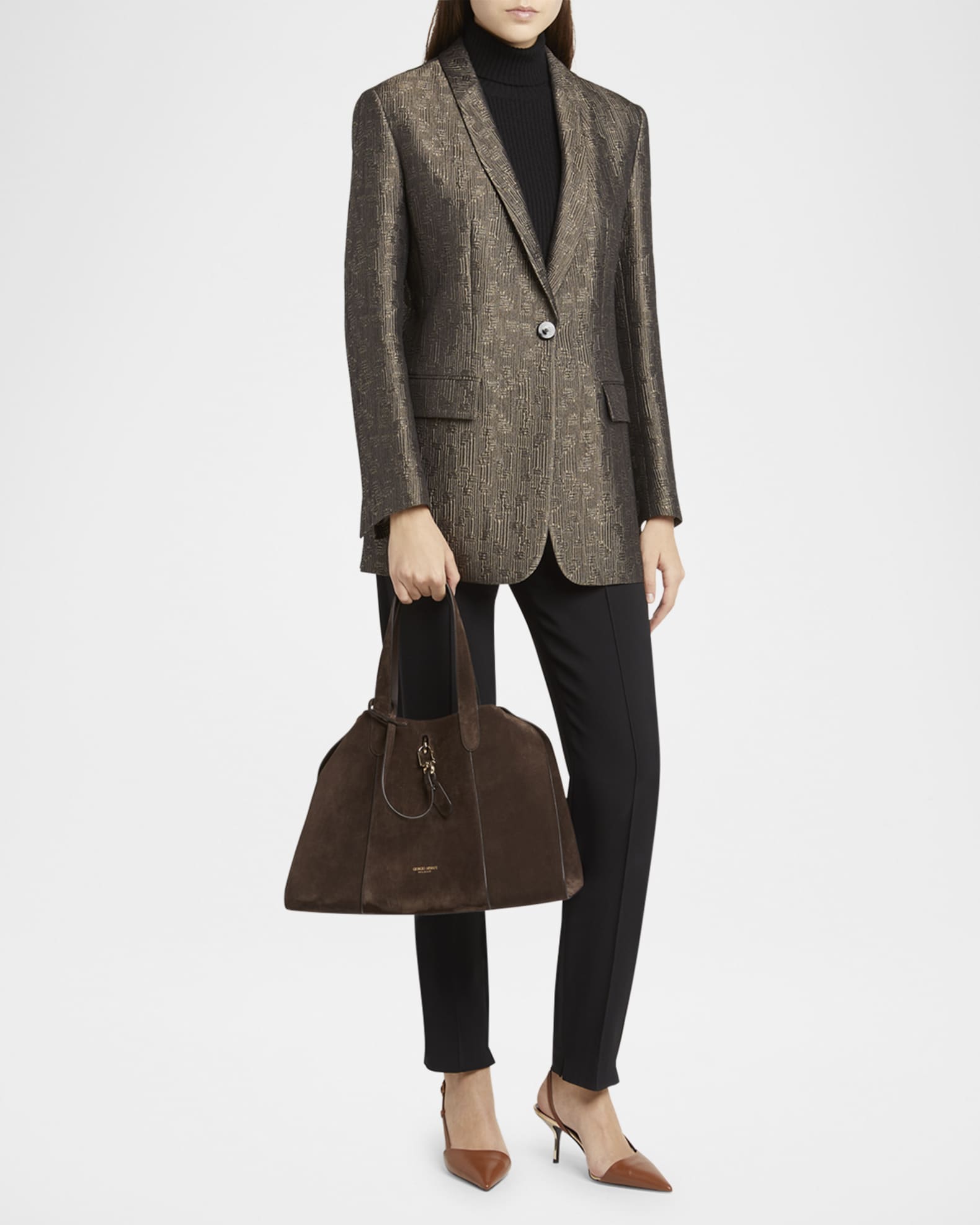 Giorgio Armani Large Soft Suede Trapezoid Tote Bag | Neiman Marcus
