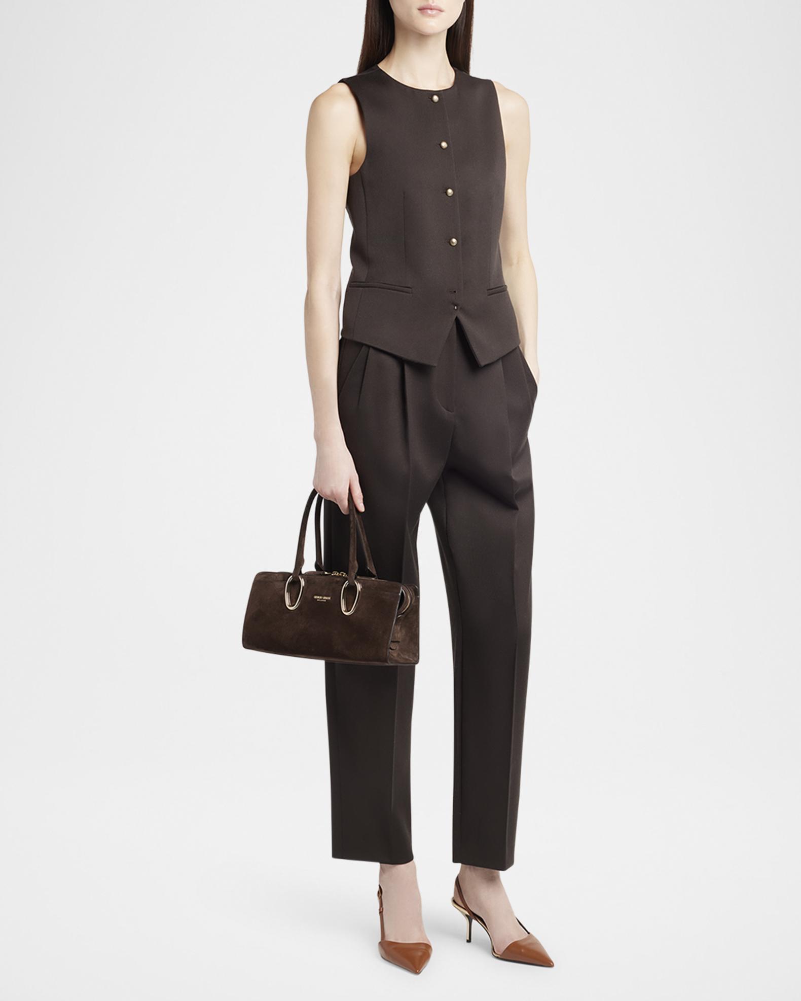 Giorgio Armani Ring-Embellished Suede Top-Handle Bag | Neiman Marcus