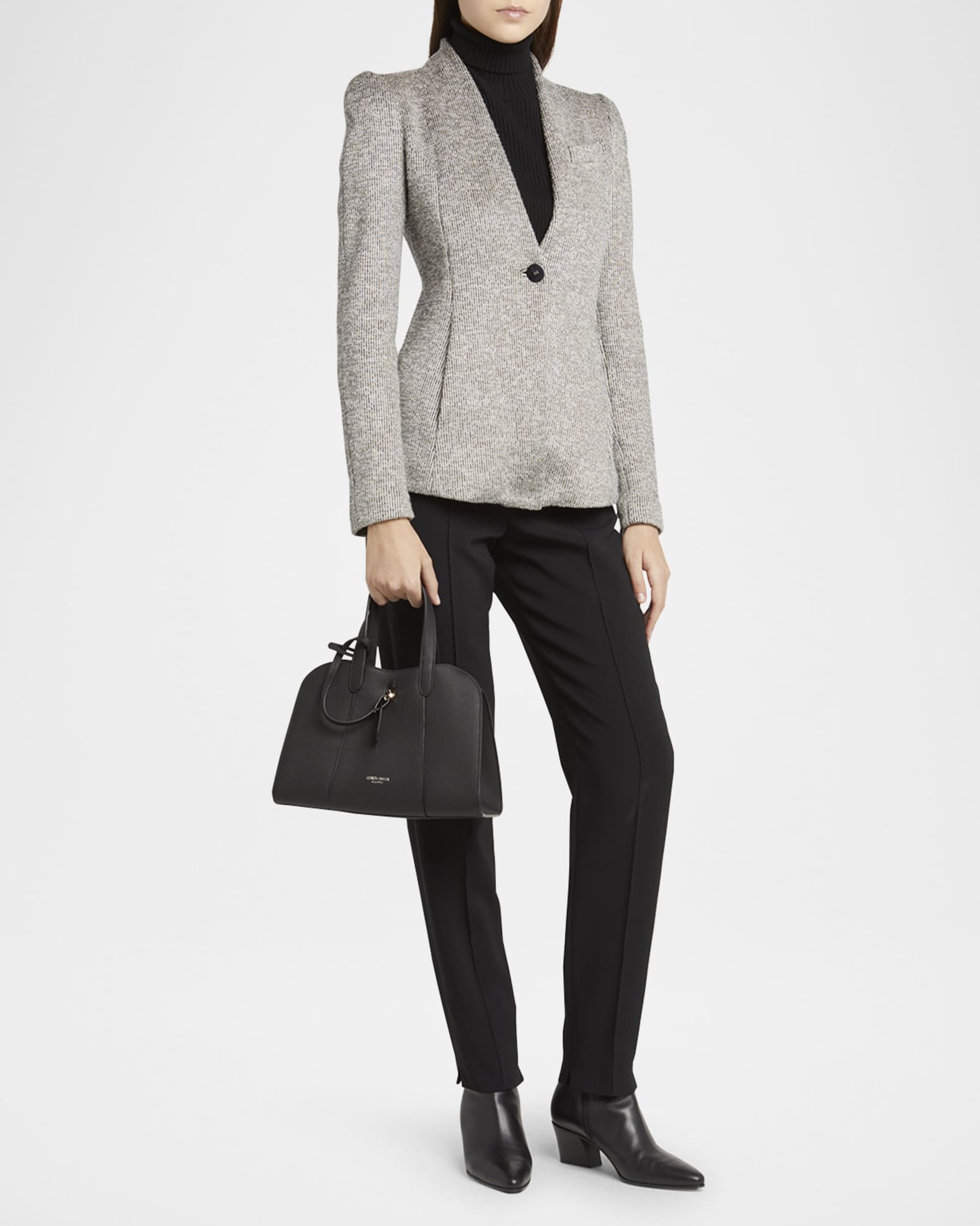 Giorgio Armani Small Grained Leather Trapezoid Tote Bag | Neiman