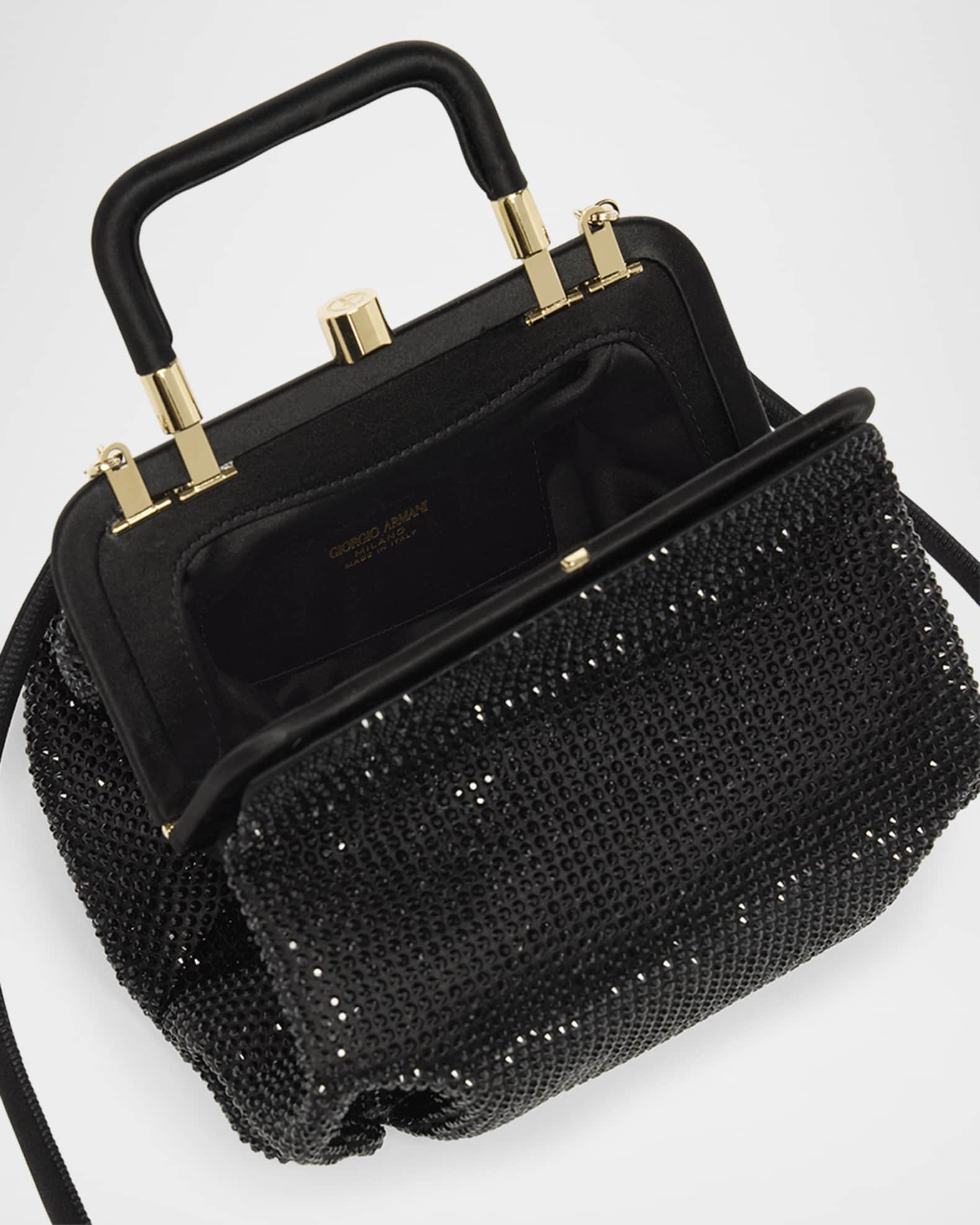 Giorgio Armani Pleated Rhinestone Satin Shoulder Bag | Neiman Marcus