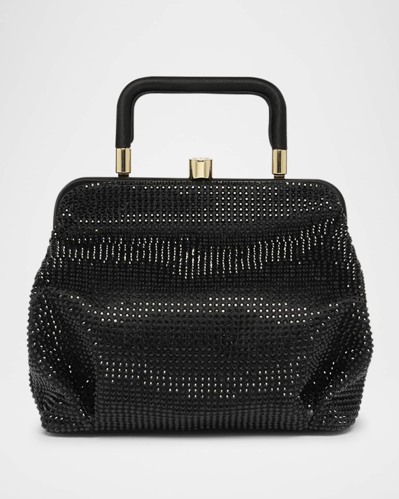 Giorgio Armani Pleated Rhinestone Satin Shoulder Bag | Neiman Marcus