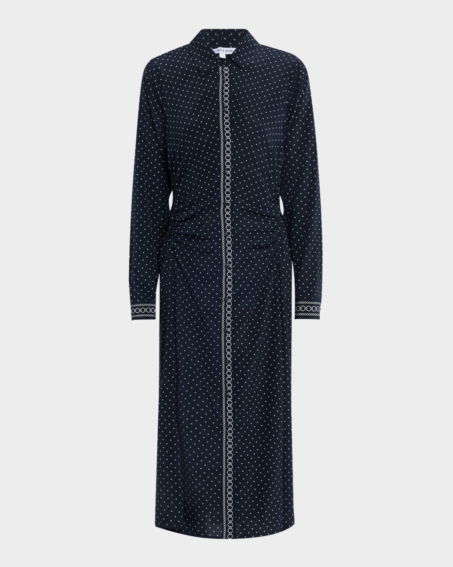 Lex Polka Dot Silk Midi Dress 0