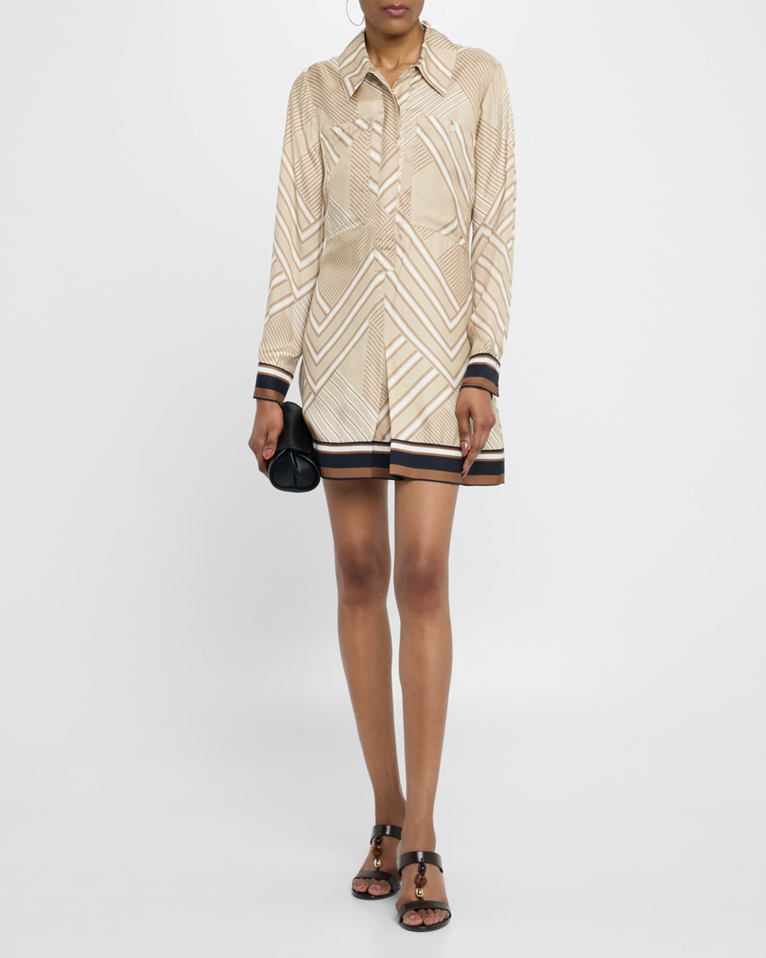 Pryce Long-Sleeve Mini Shirtdress 1