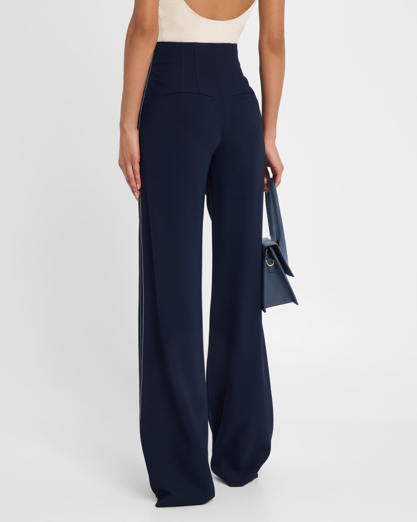 Veronica Beard Elin Wide-Leg Side Stripe Pants | Neiman Marcus