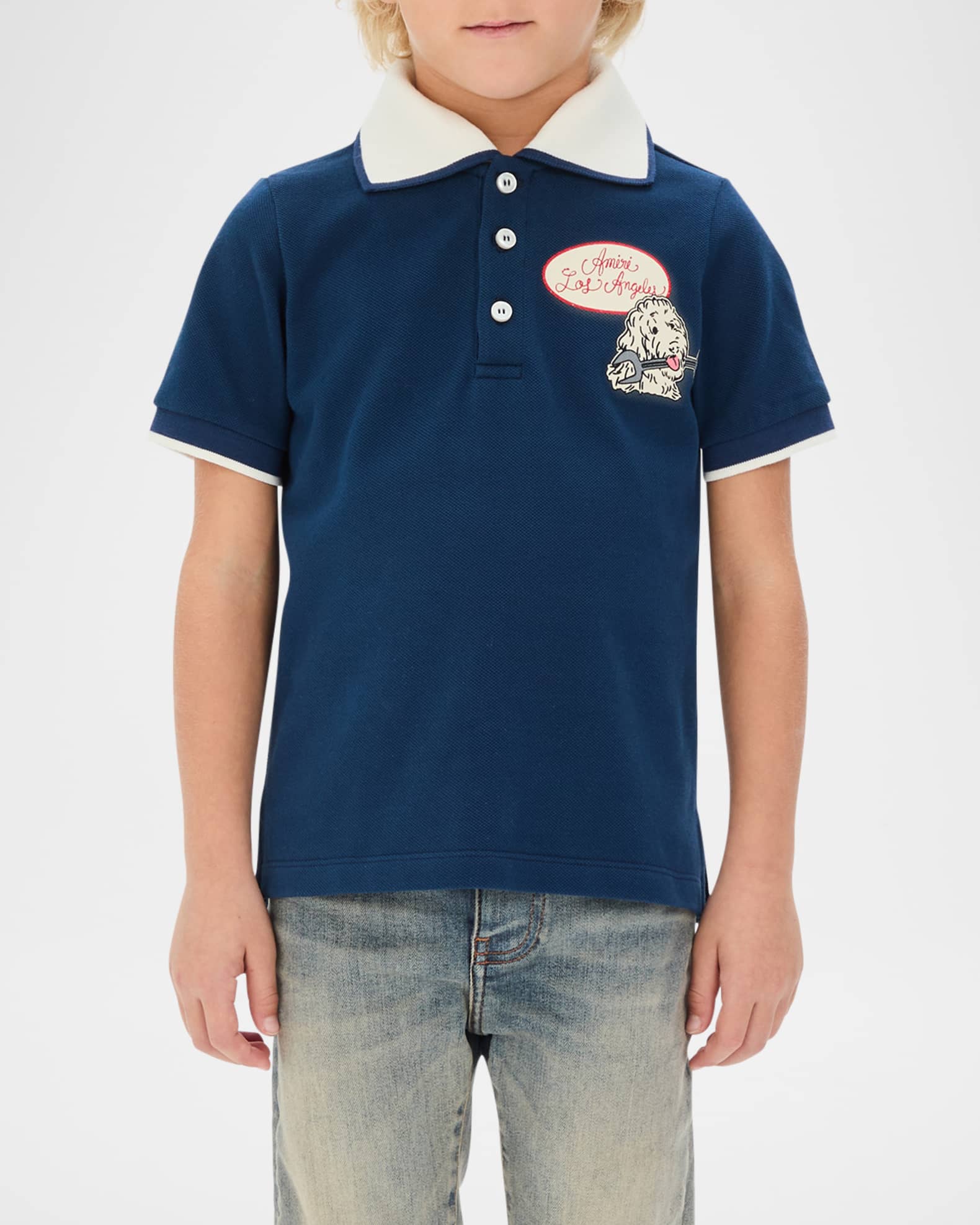 Boy's Station Patch Short-Sleeve Polo Shirt, Size 4-12 1