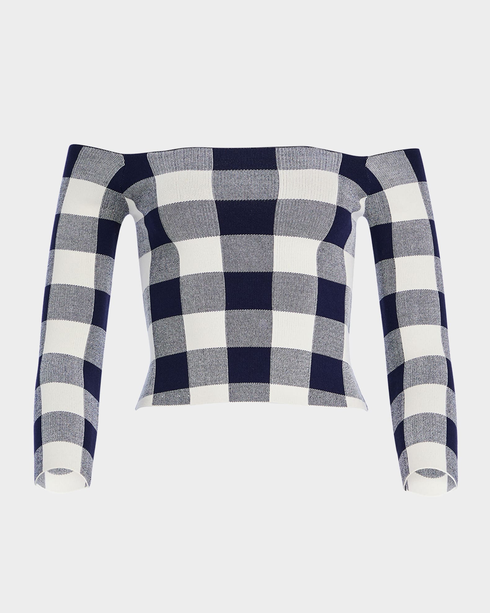 Vale Gingham Off-Shoulder Knit Top 0
