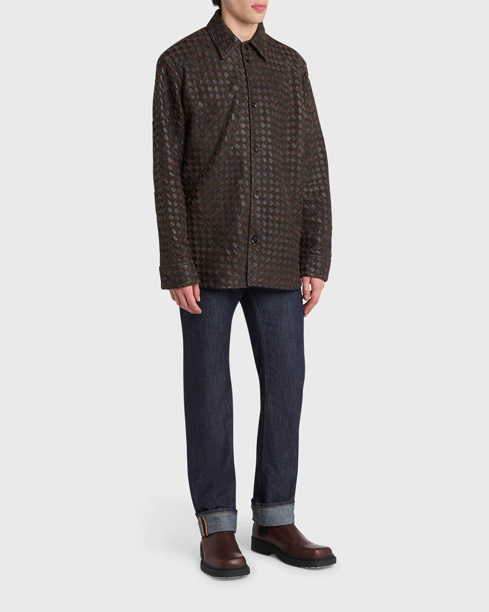 Bottega Veneta Men's Ben Smooth & Intrecciato Leather Chelsea