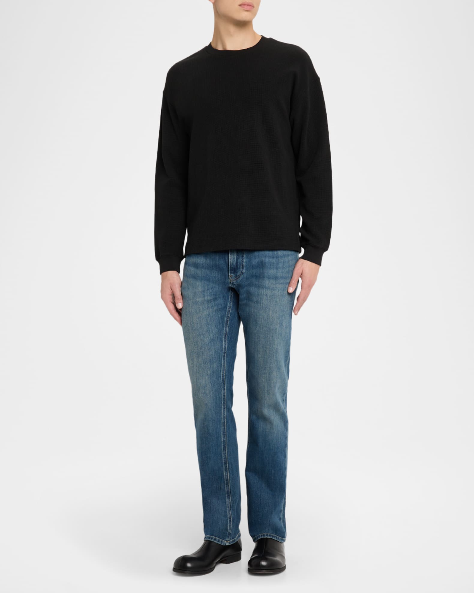 Men's Cotton Waffle Textured Long-Sleeve T-Shirt | Neiman Marcus