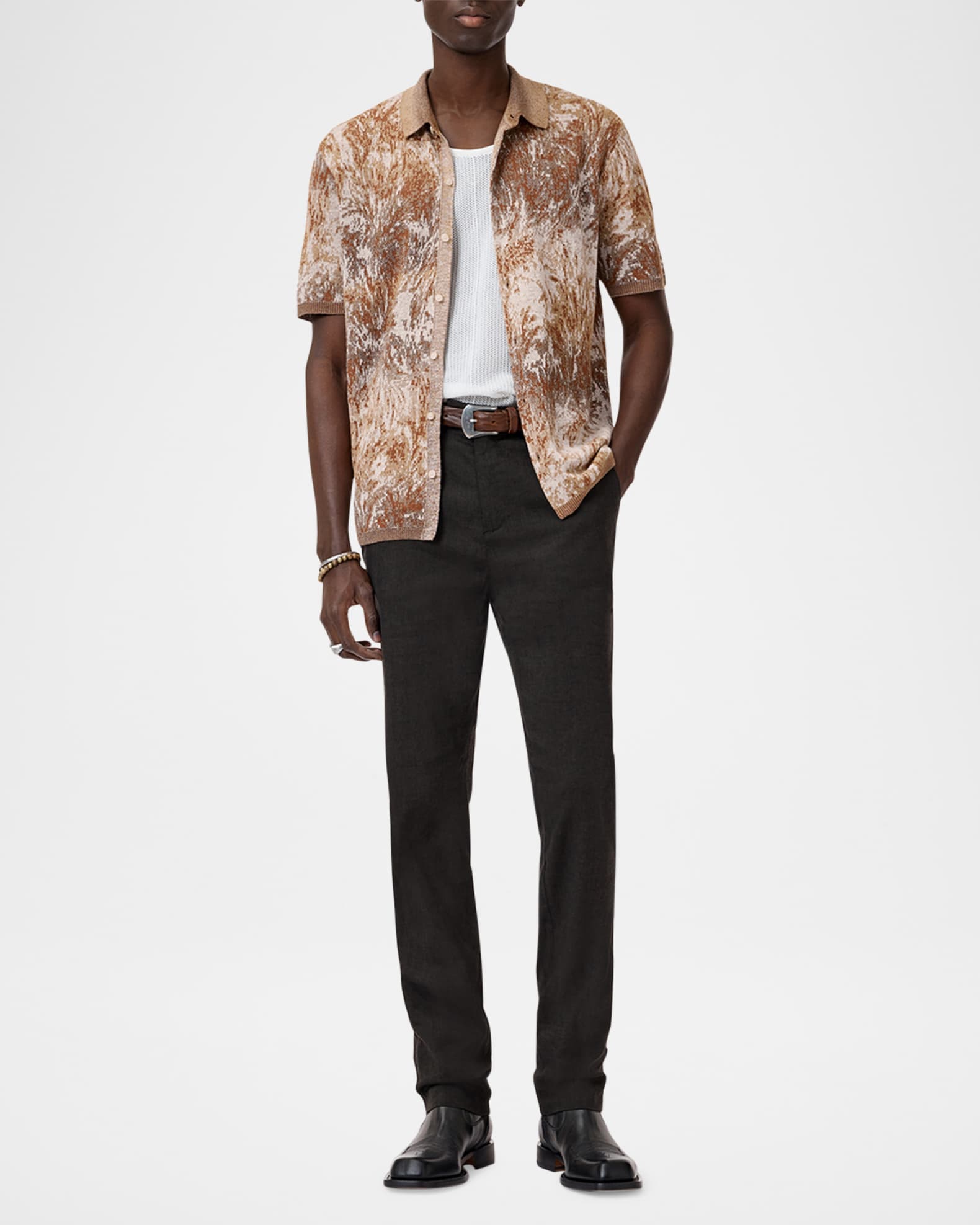 Men's Demonte Palm Jacquard Short-Sleeve Shirt 1