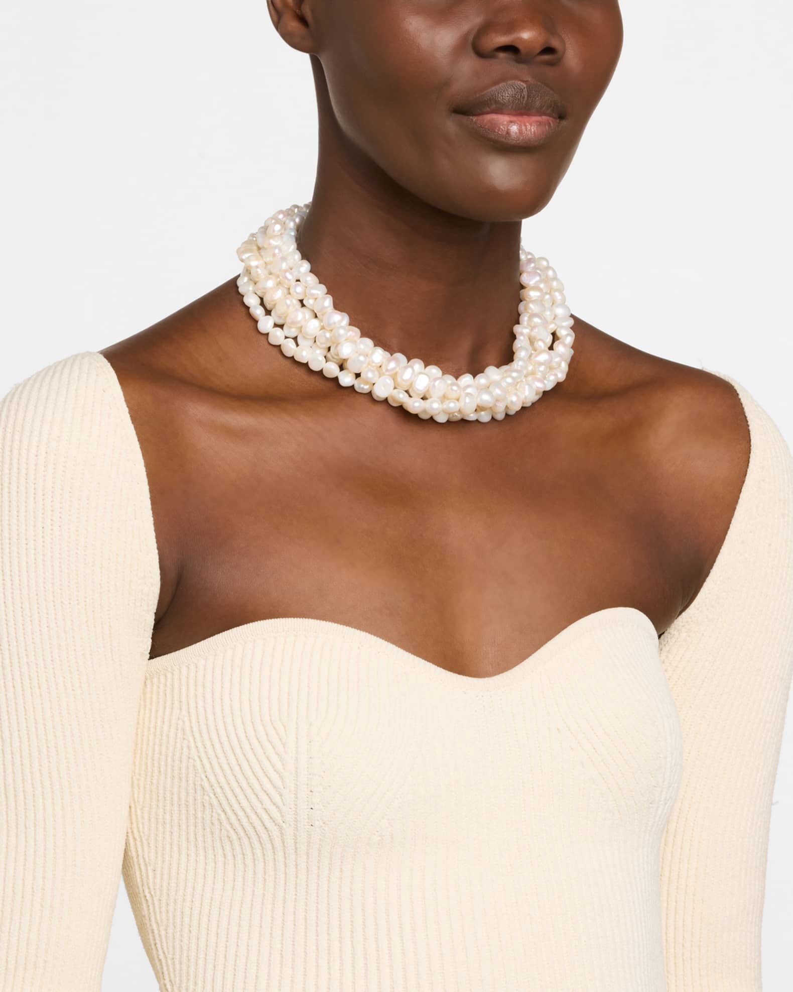 Six Row Pearly Strand Necklace 1