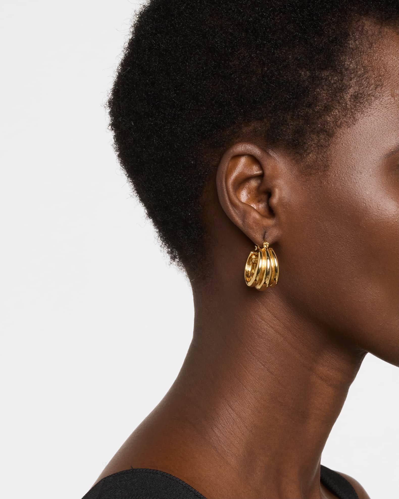 Triple-Row Hinged Post Hoop Earrings 1