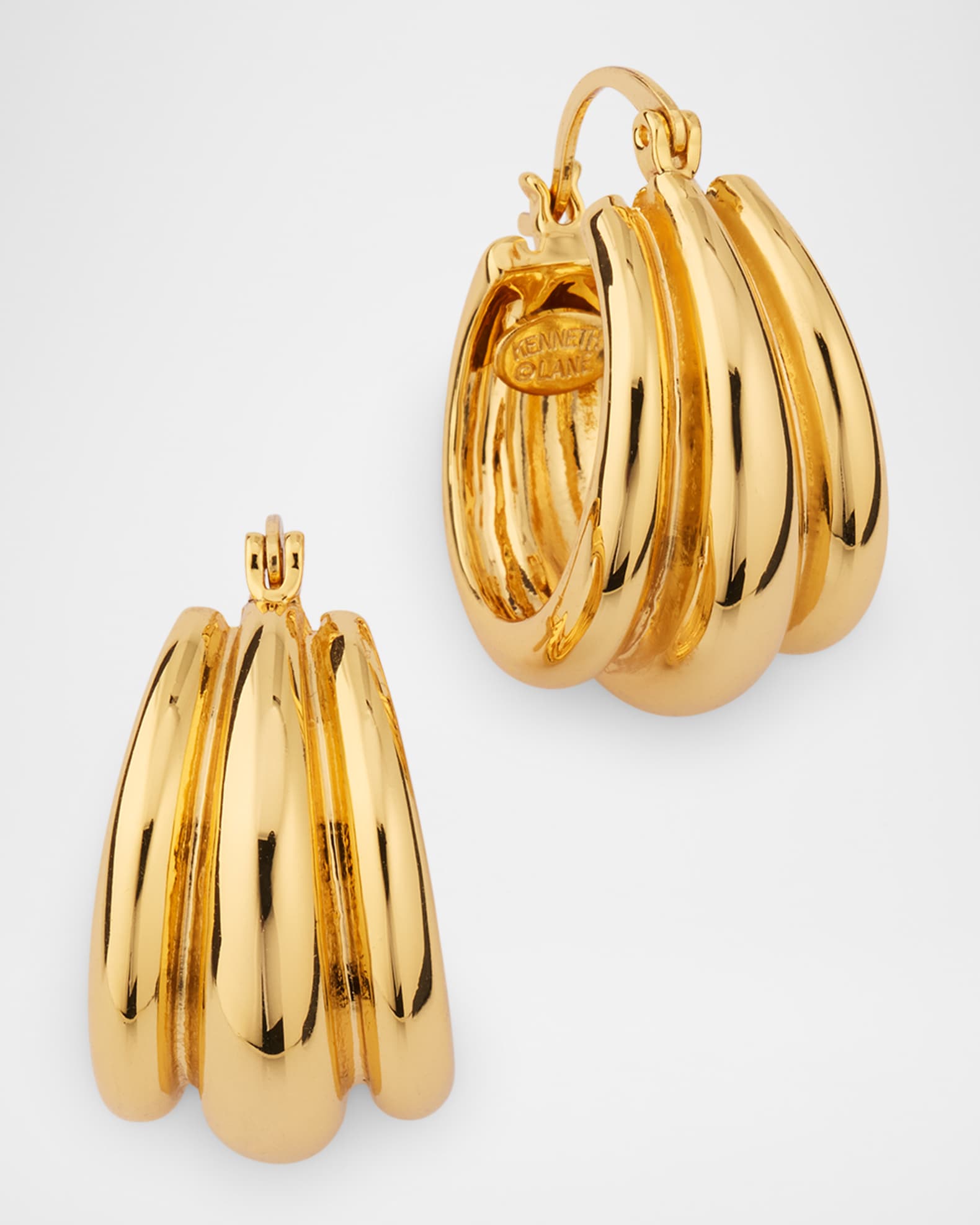 Triple-Row Hinged Post Hoop Earrings 0