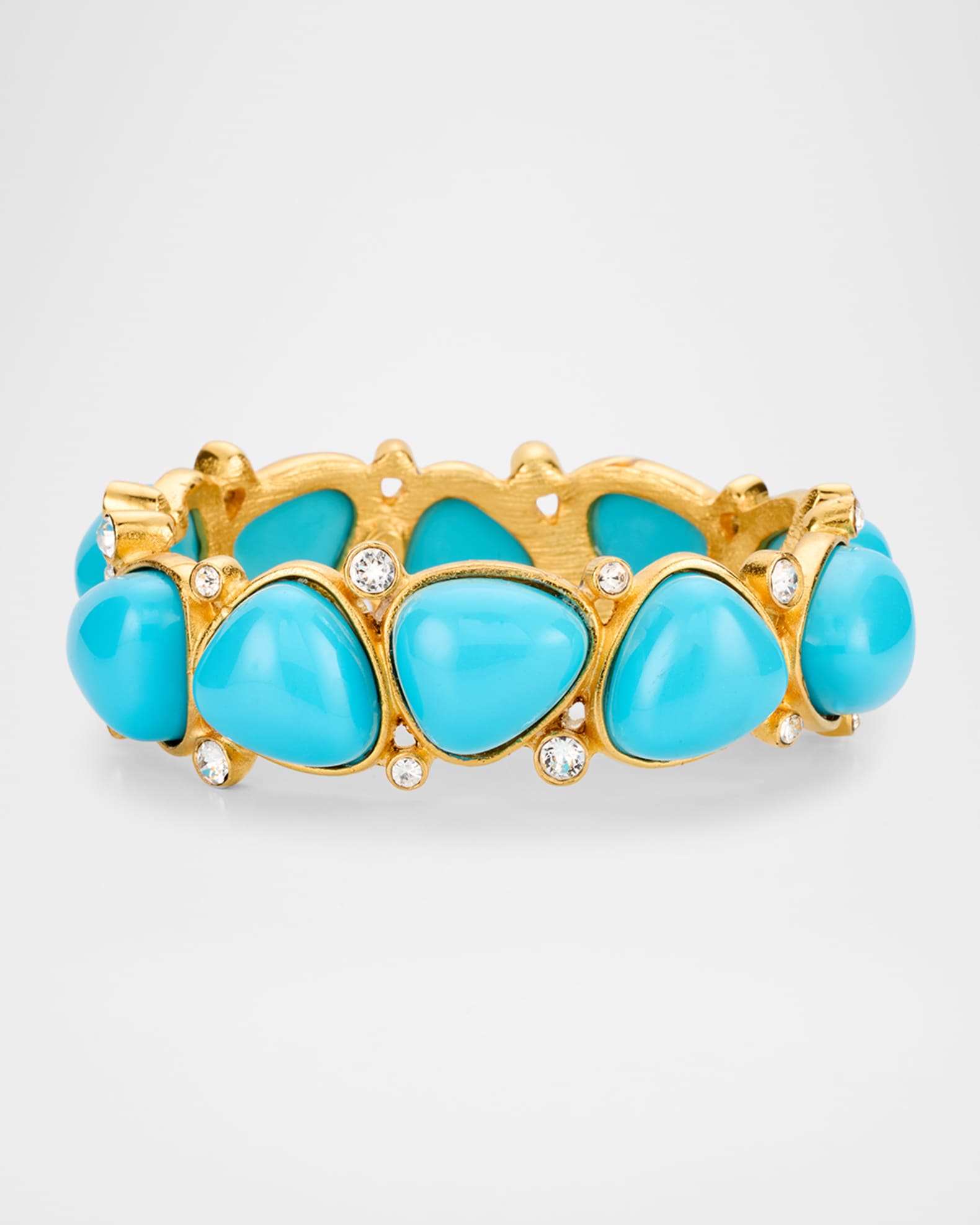Crystal Dots and Rounded Triangle Cabochon Hinged Bracelet 0