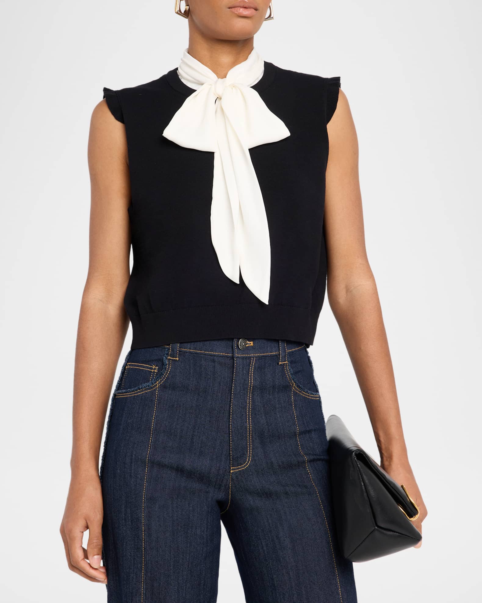 Cinq a Sept Chiara Sleeveless Tie-Neck Top | Neiman Marcus