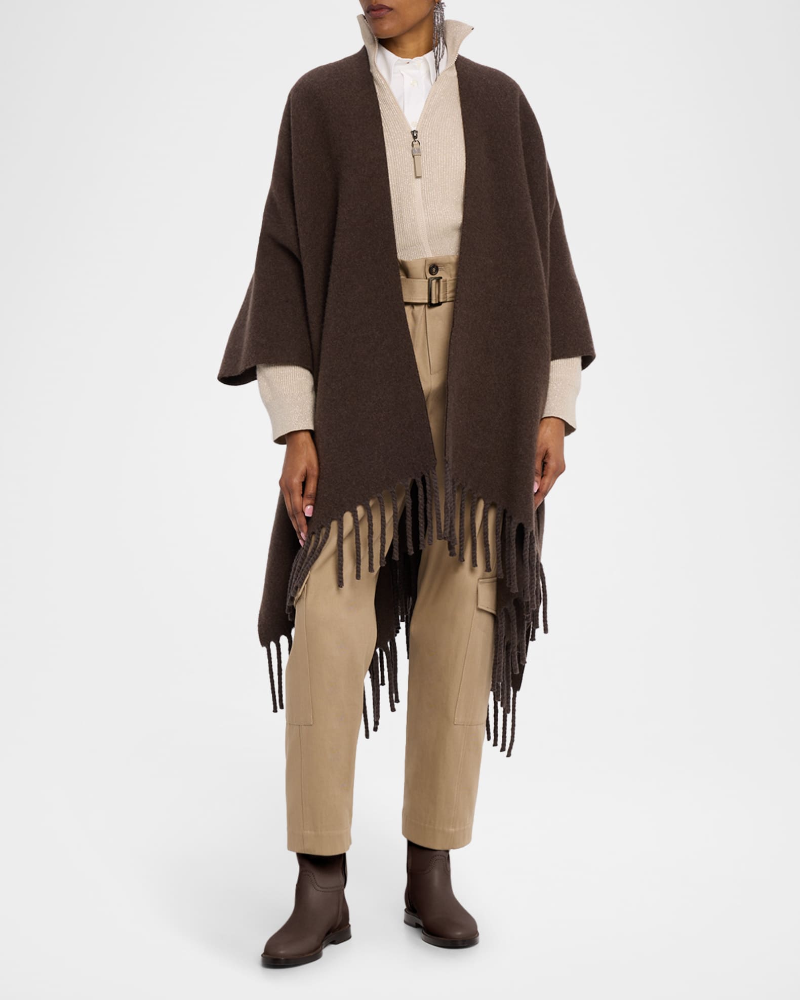 ポンチョ・ケープ BRUNELLO CUCINELLI MANTELLA CON CAPPUCCIO IN CASHMERE ポンチョ・ケープ BRUNELLO CUCINELLI MANTELLA CON CAPPUCCIO