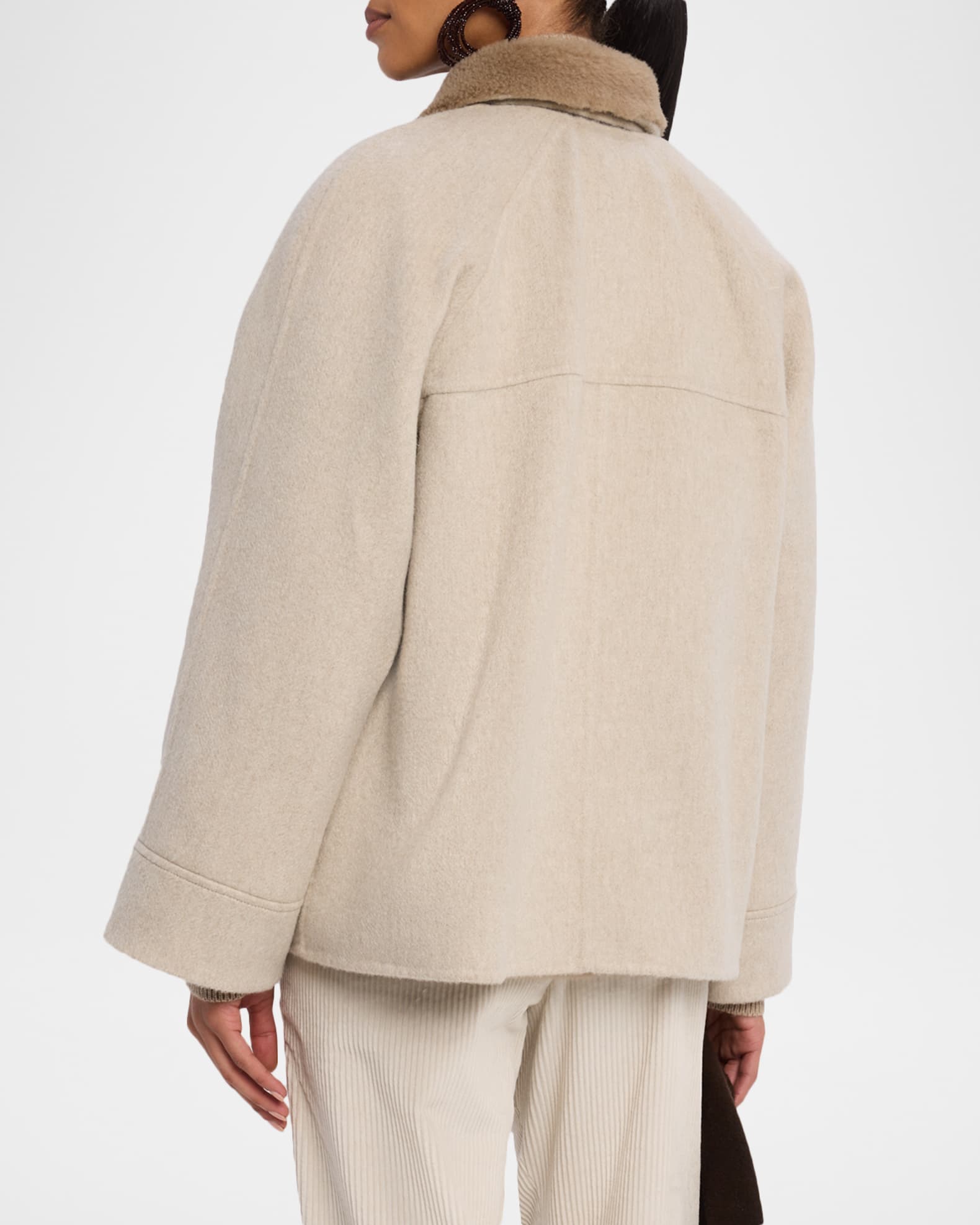 Brunello Cucinelli Cashmere Coat With Removable Sheep