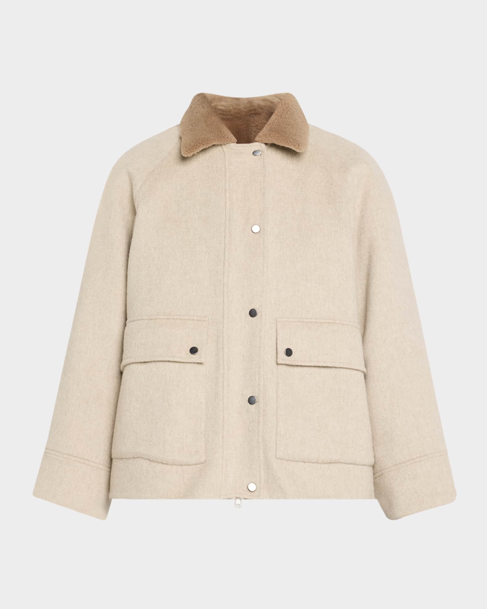 Cashmere Coat With Removable Sheep Shearling Liner And Collar 0