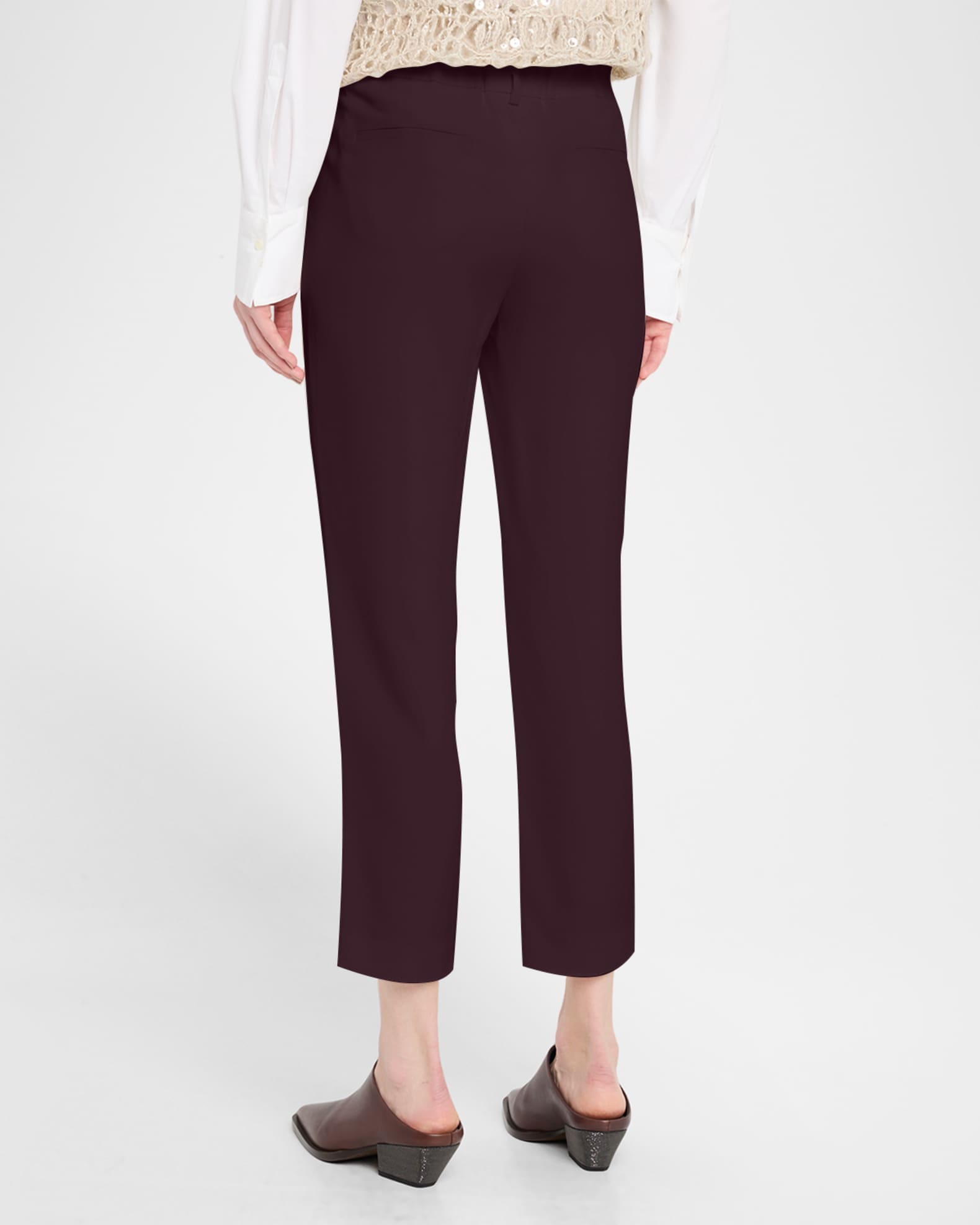 Brunello Cucinelli Silk Crepe Cady Tailored Straight-Leg