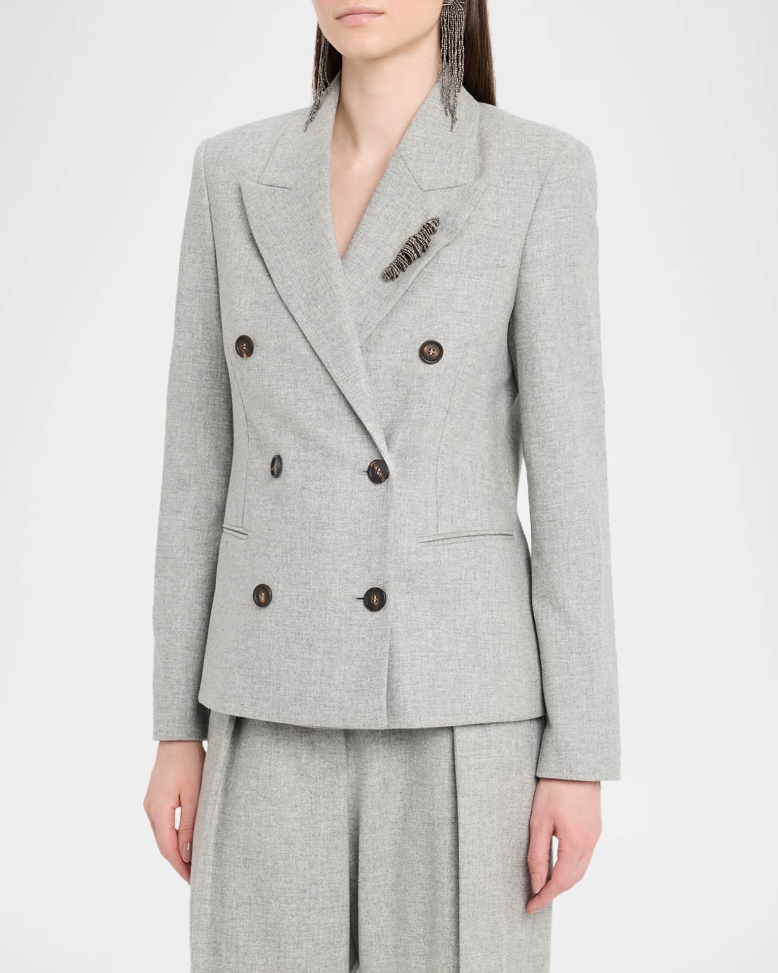 ジャケット BRUNELLO CUCINELLI Double-breasted blazer (MH5347892 C9002) Brunello Cucinelli Cashmere-Wool Flannel Double-Breasted