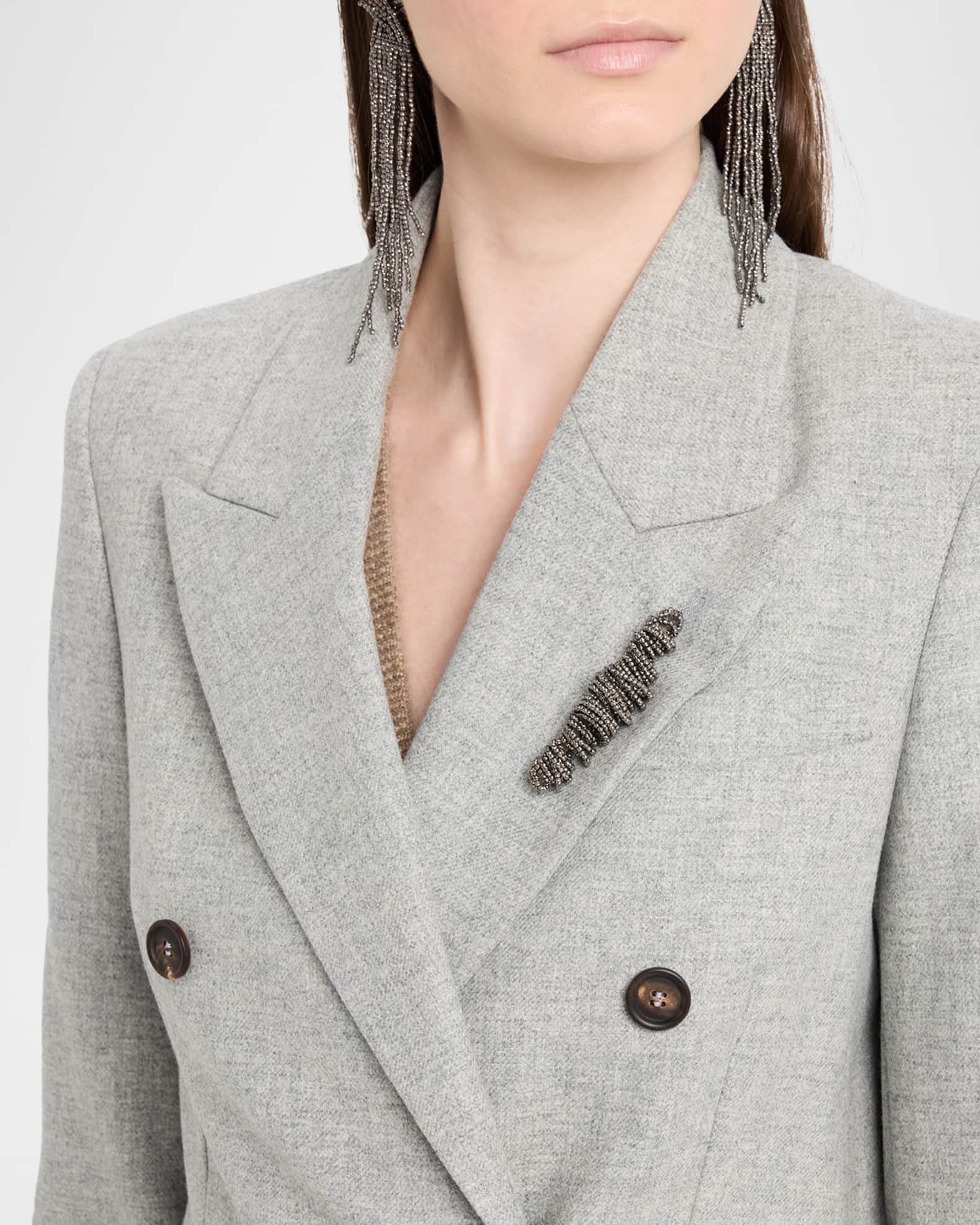 Brunello Cucinelli Cashmere-Wool Flannel Double-Breasted