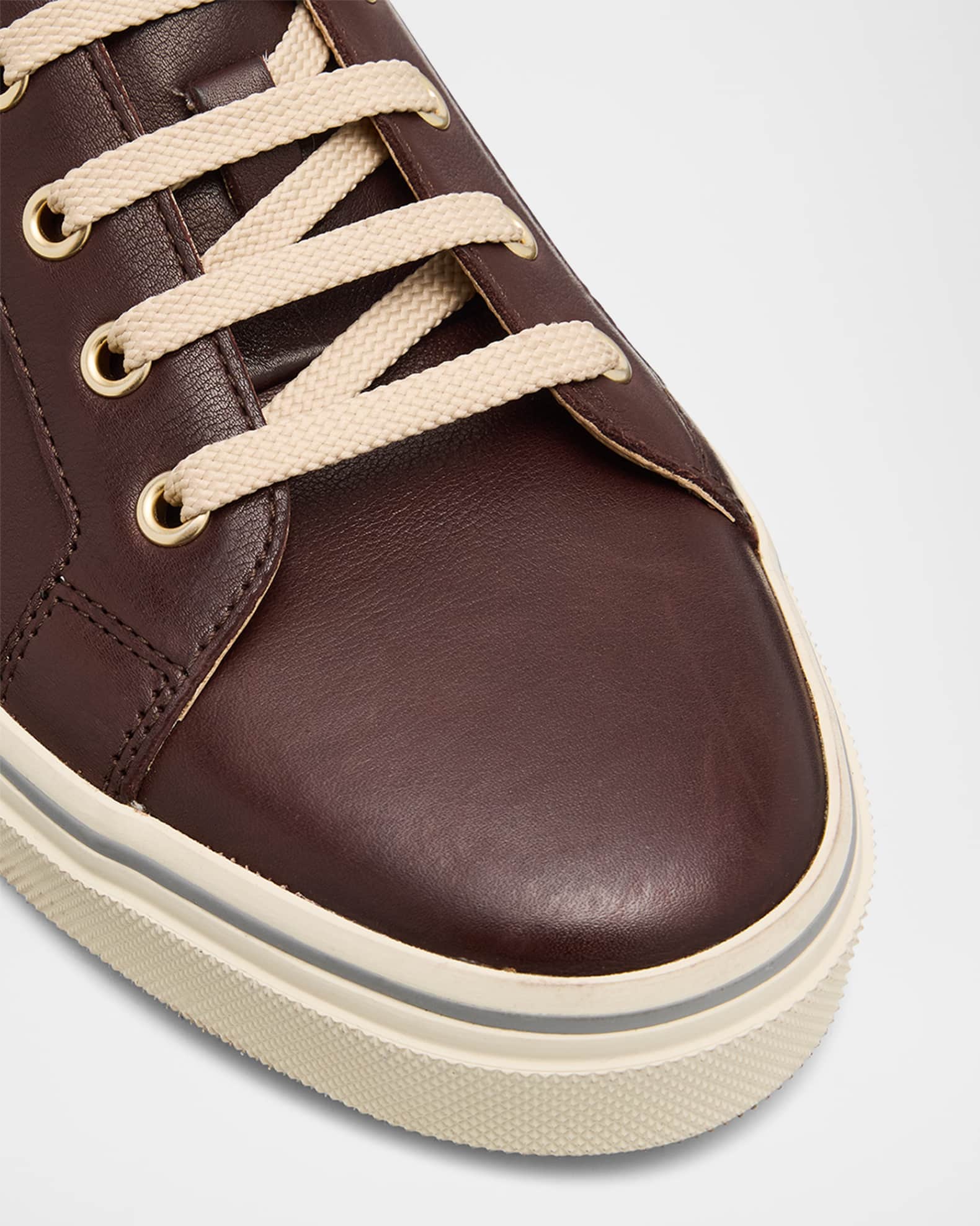 Brunello Cucinelli Men's Vulcanized-Sole Leather Low-Top Sneakers