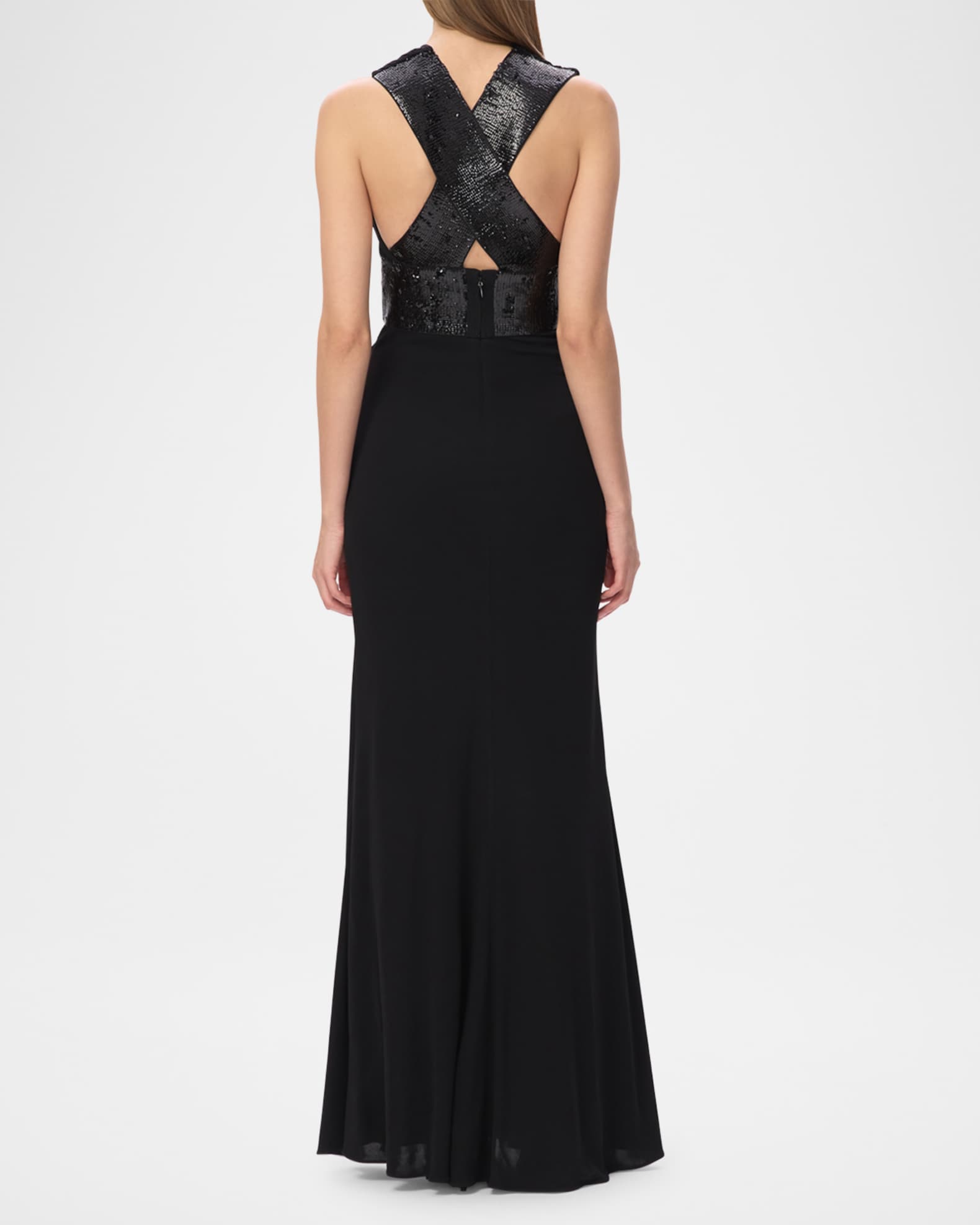 Herve Leger The Lucille Draped Sequin-Embellished Gown | Neiman Marcus