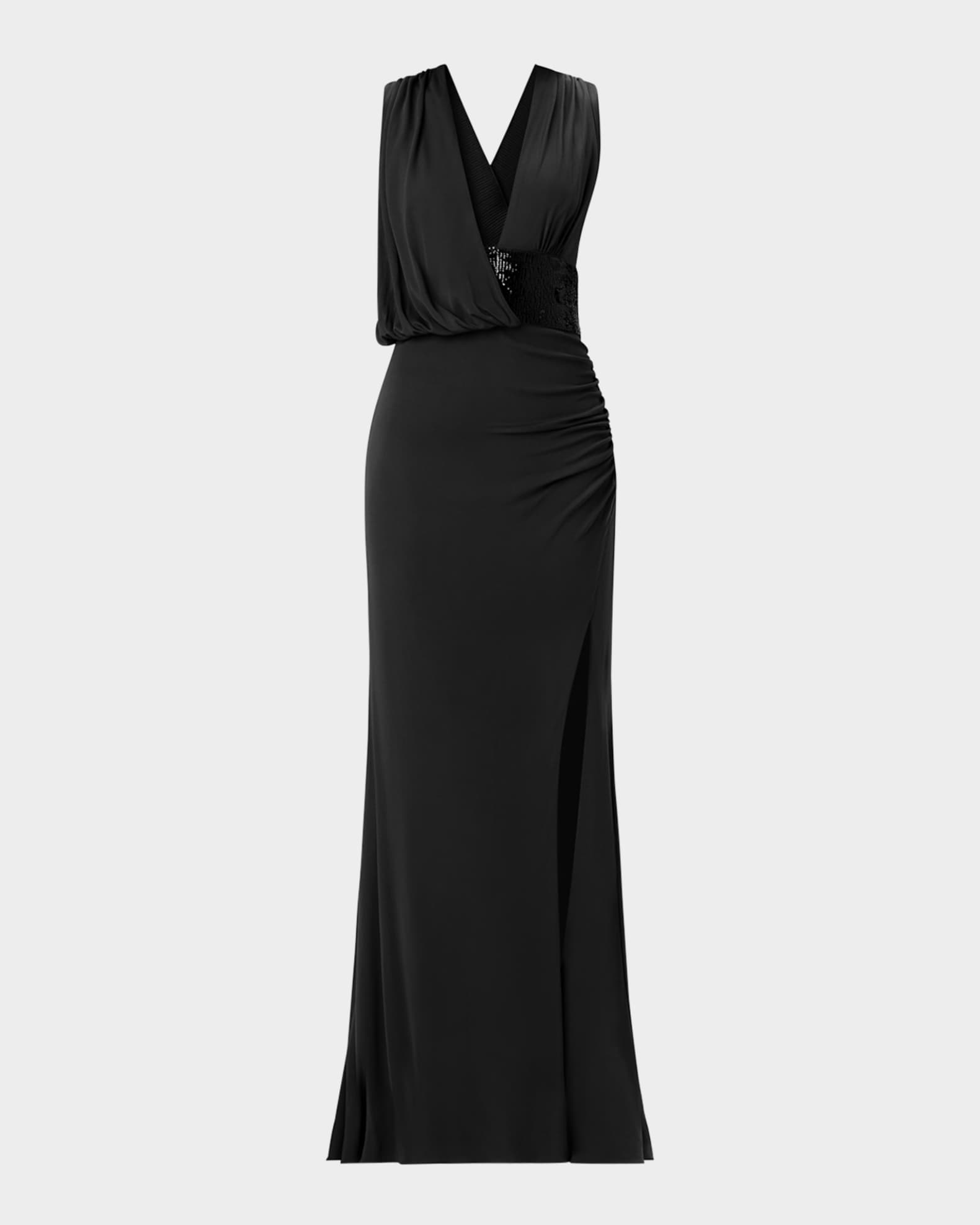 Herve Leger The Lucille Draped Sequin-Embellished Gown | Neiman Marcus