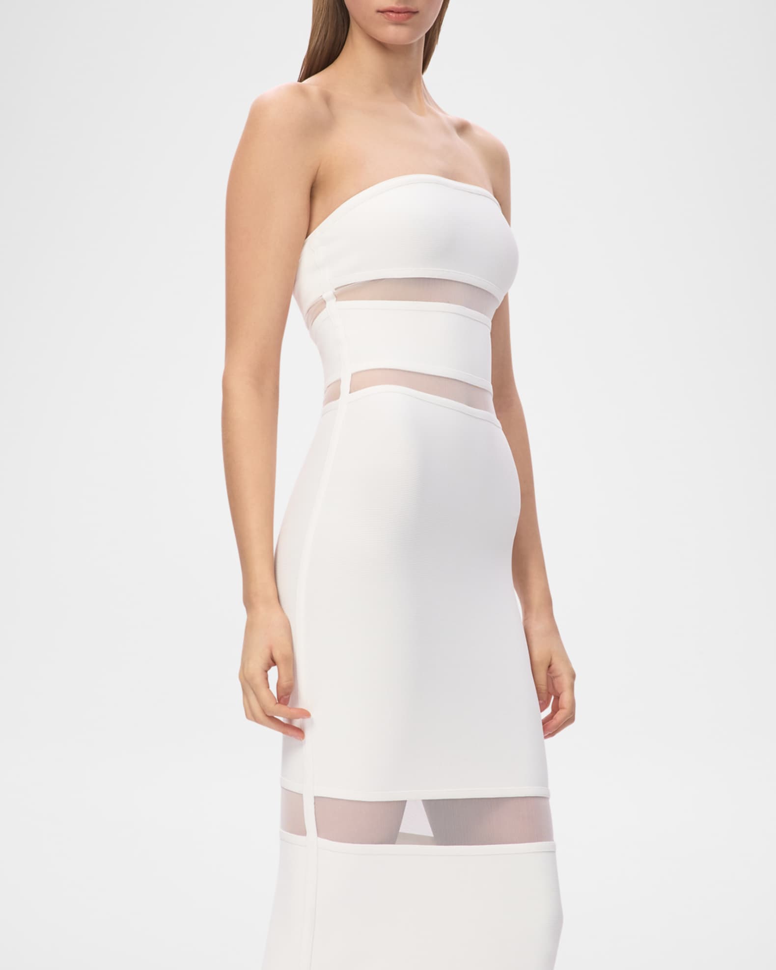 Herve Leger The Vera Strapless Illusion-Insert Column Gown