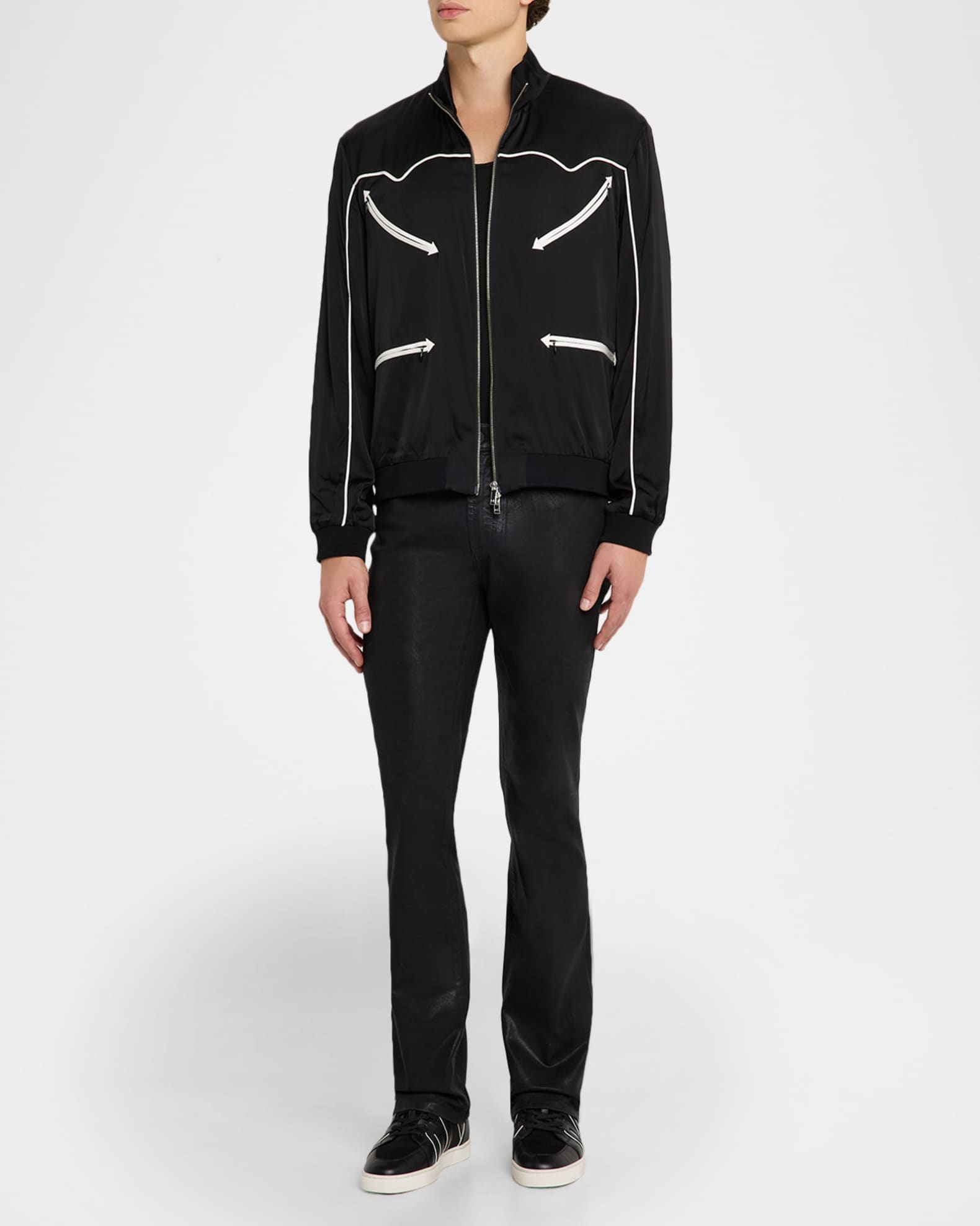 Men's Walker Noir Zip-Pocket Bomber Jacket 1