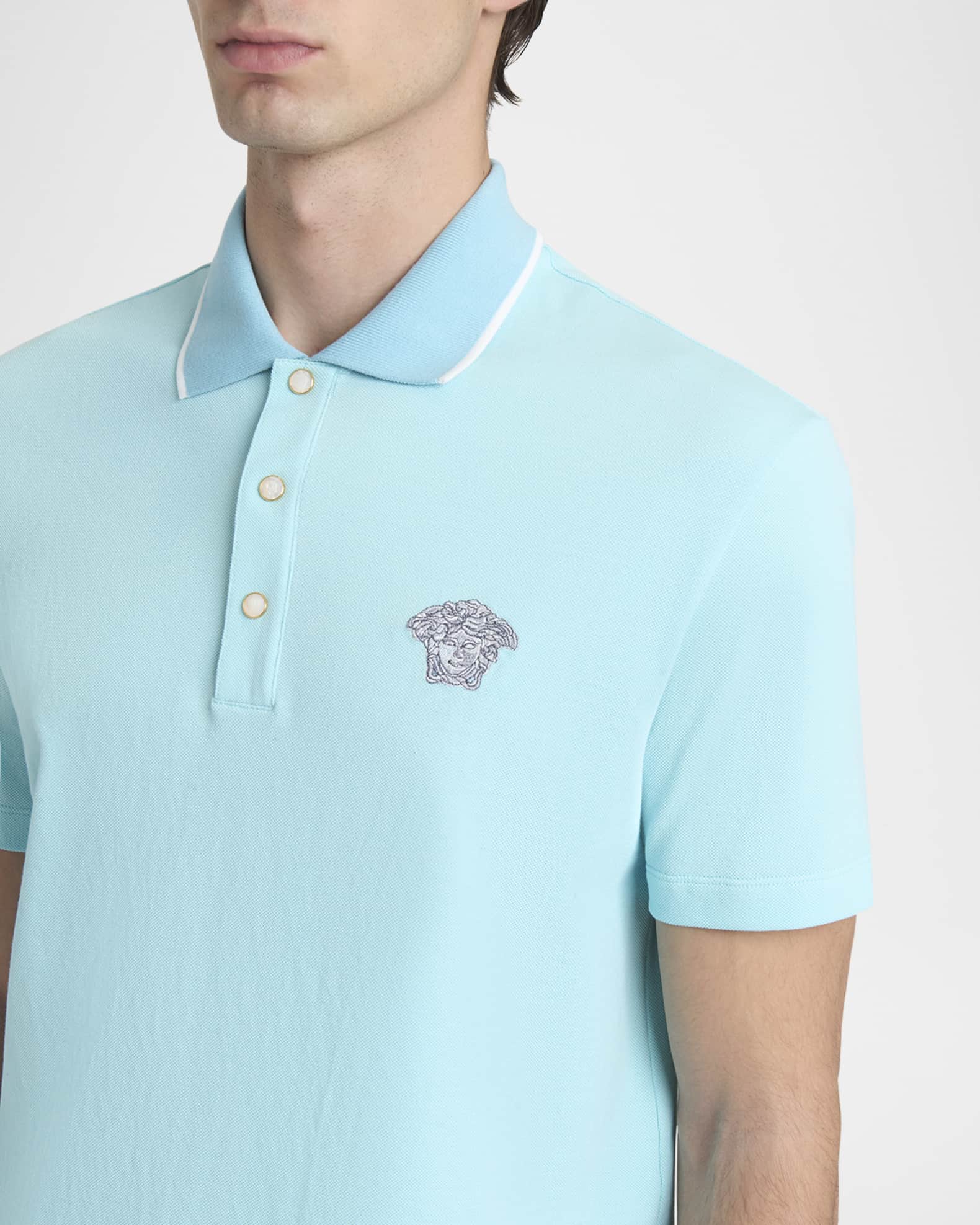 Versace Red Pique Polo Shirt With Gold Medusa Logo main image 0