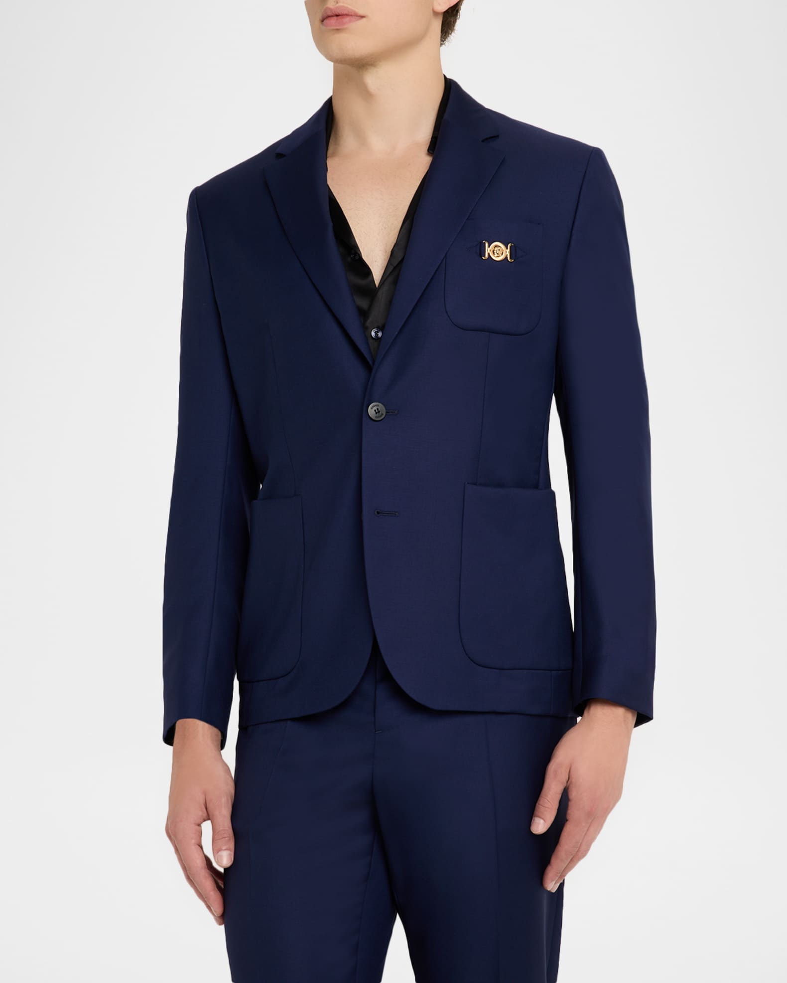 VERSACE ダークネイビーシングルスーツ イタリアンウール100% 未使用級 Versace Men's Wool Single-Breasted Blazer | Neiman Marcus