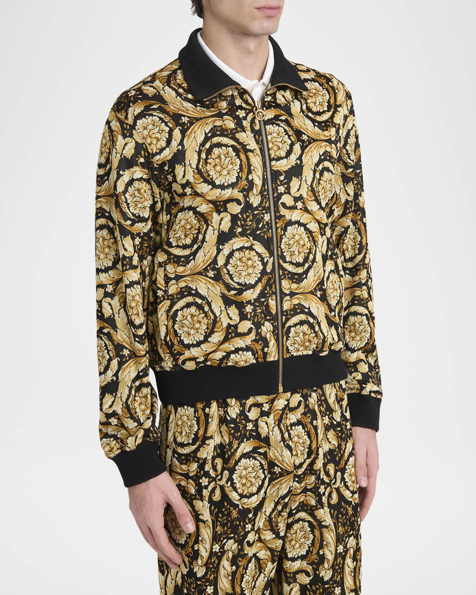 ジャケット・アウター VERSACE track jacket Versace Allover-pattern Cotton Track Jacket | Black | FARFETCH UK