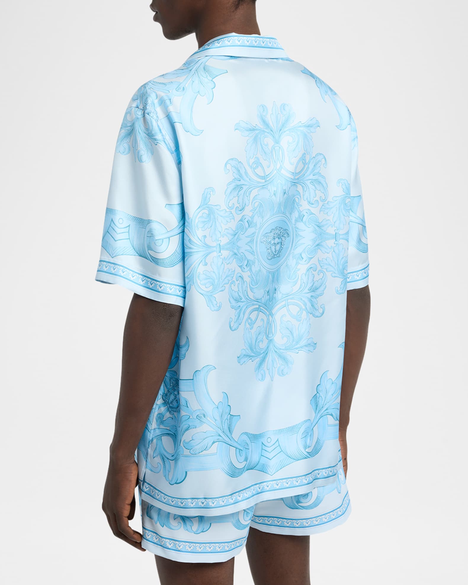 Versace Men's Silk Barocco Short-Sleeve Shirt | Neiman Marcus