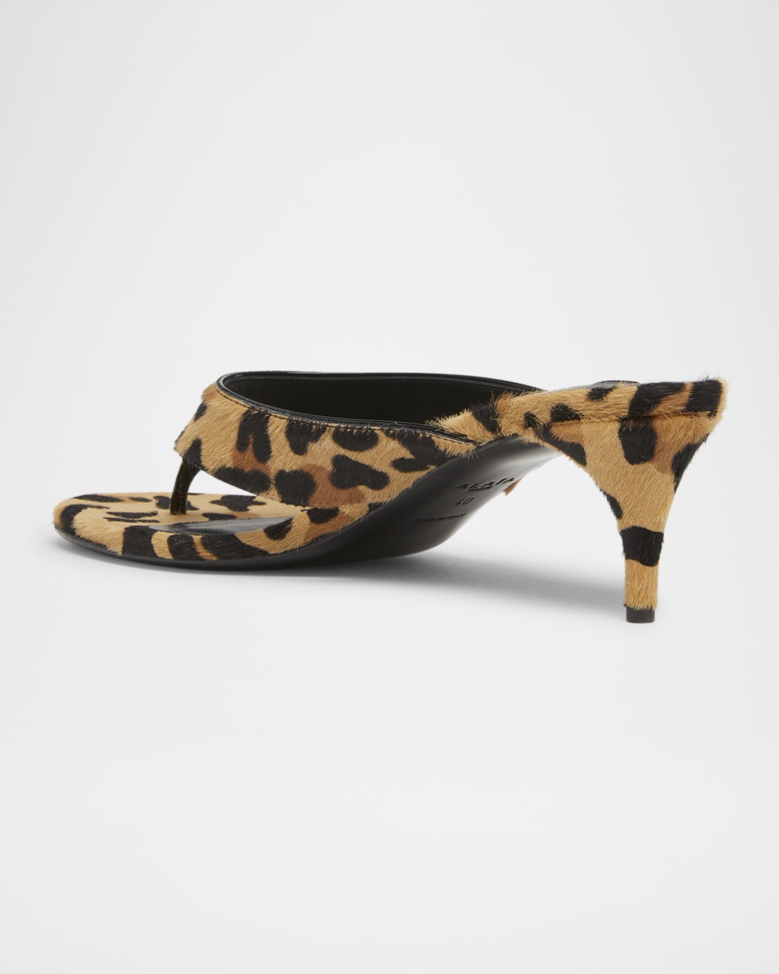 Leopard Horse Hair Kitten-Heel Thong Sandals 1
