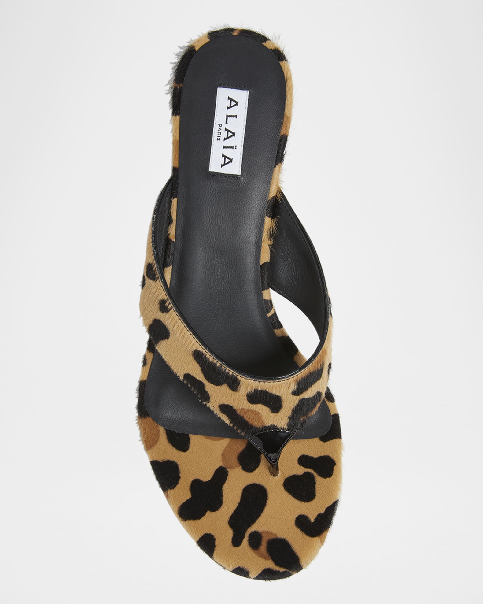 ALAIA Leopard Horse Hair Kitten-Heel Thong Sandals | Neiman Marcus