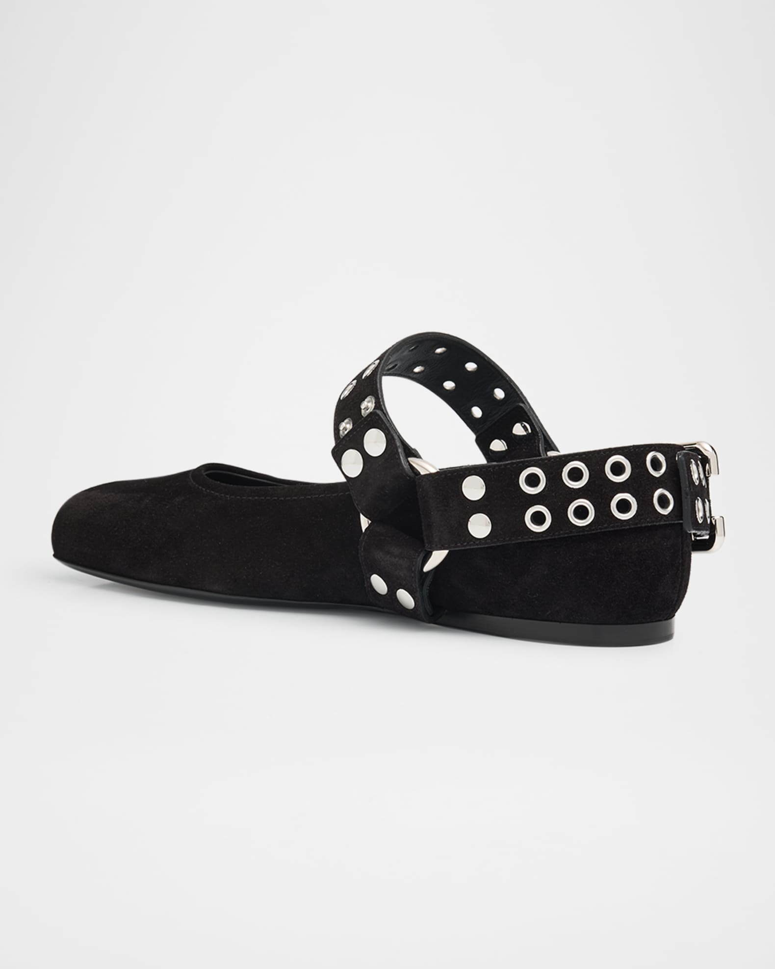 バレエシューズ ALAIA BLACK SUEDE FLAT BALLERINA BIKER ALAIA Biker Suede Ballerina Flats | Neiman Marcus