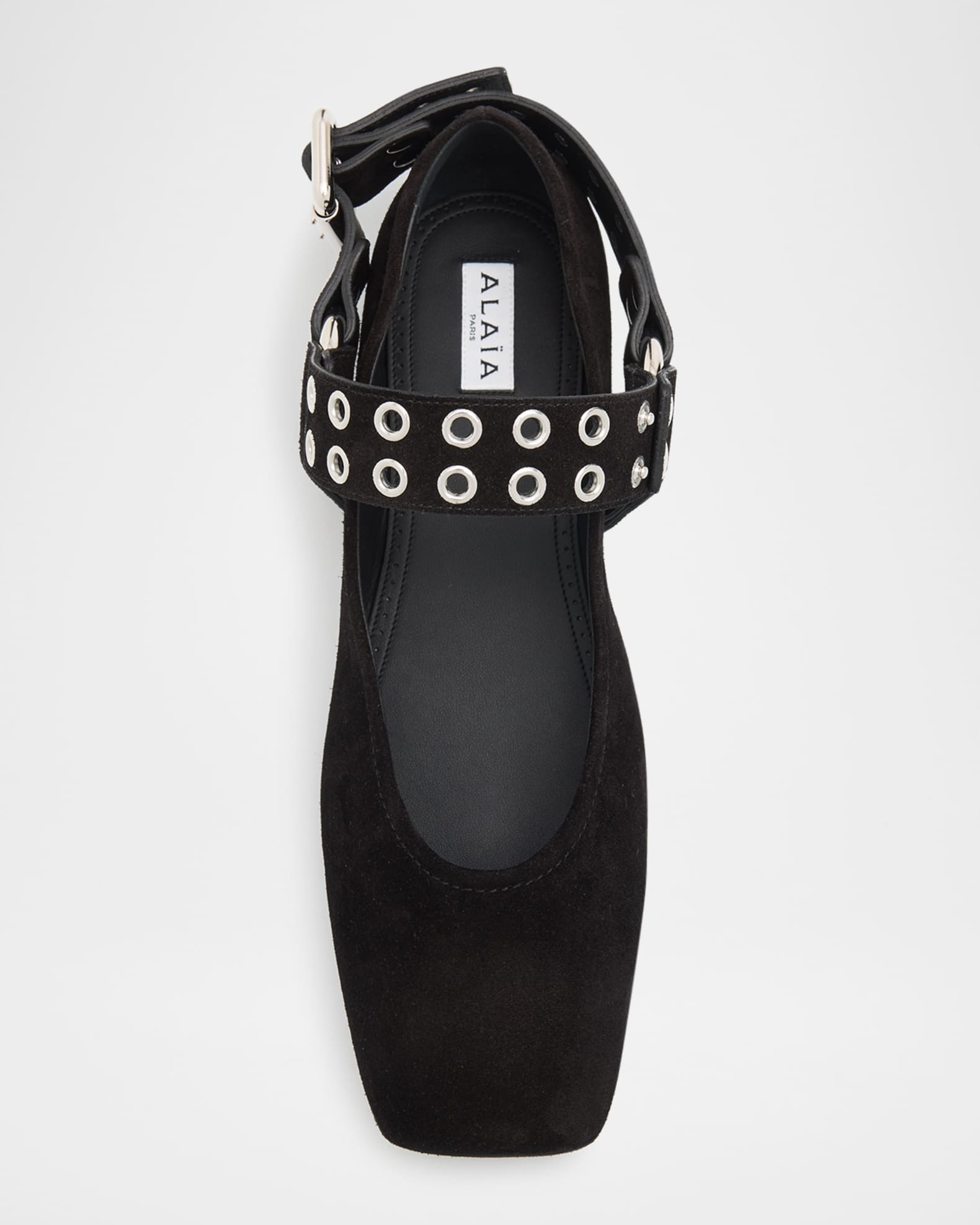 ALAIA Biker Suede Ballerina Flats | Neiman Marcus