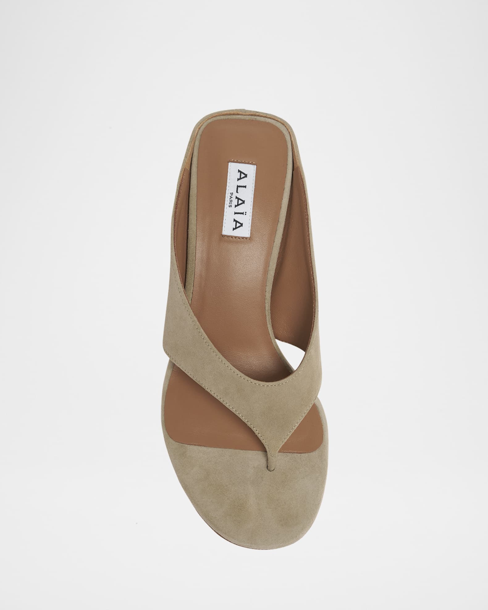 ALAIA Suede Wedge Thong Sandals Neiman Marcus