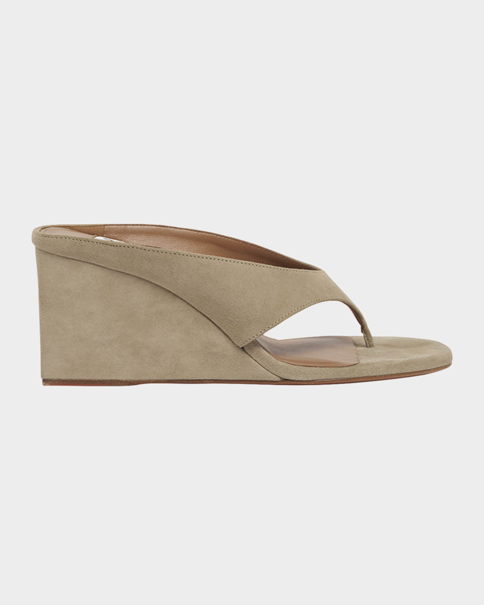Suede Wedge Thong Sandals 0