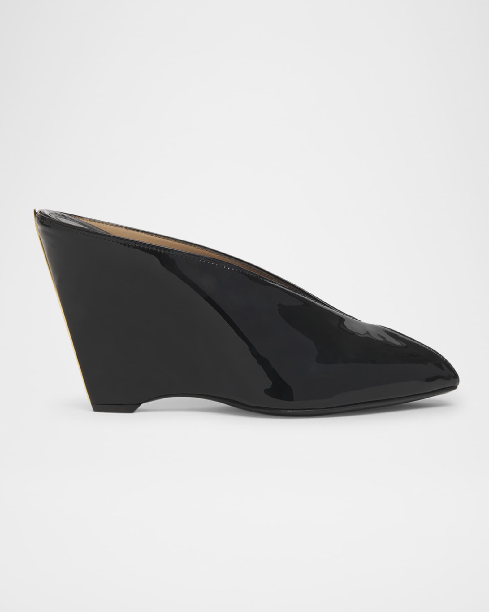 Alicia Patent Leather Peep-Toe Wedge Mules