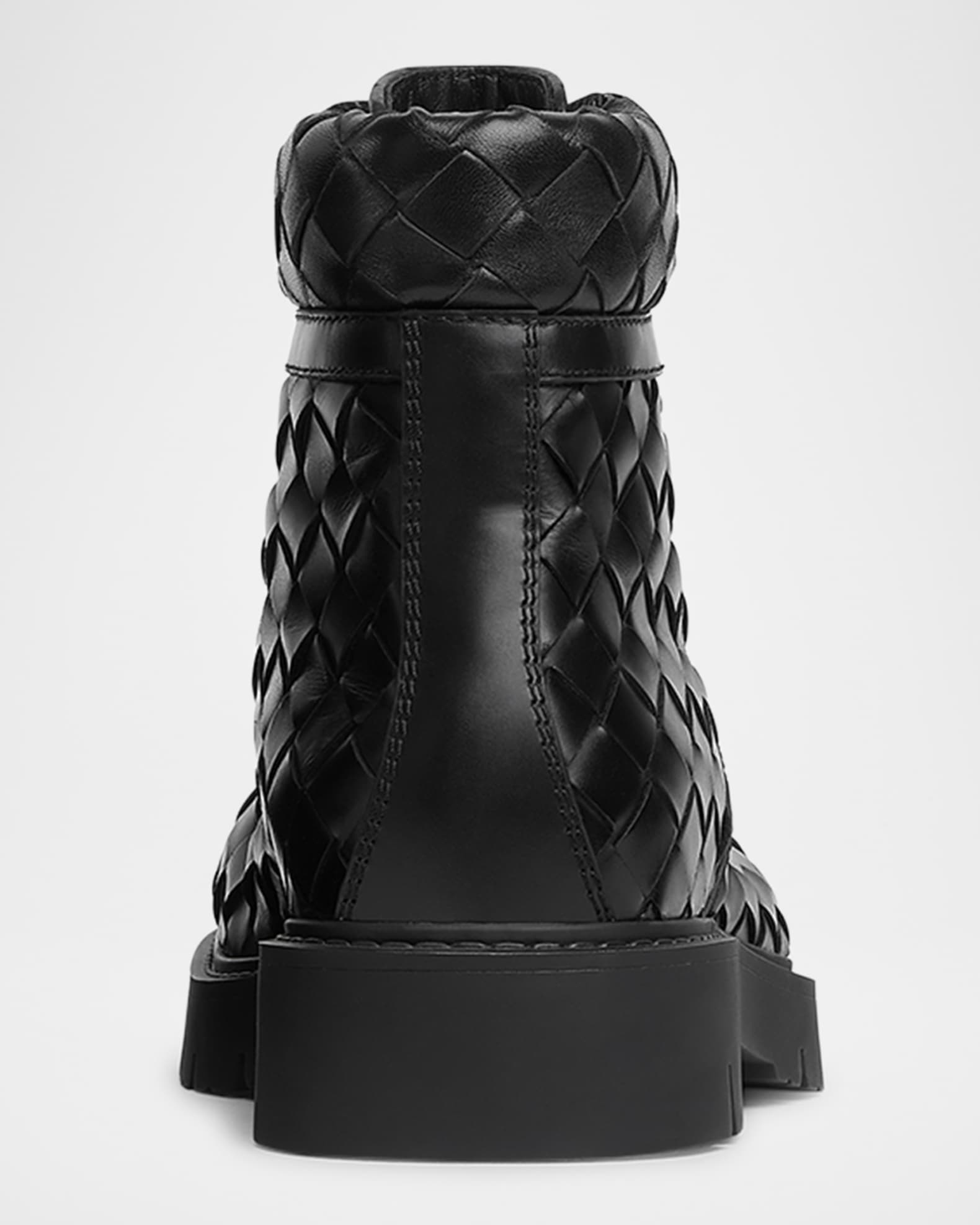Bottega Veneta Men's Haddock Intrecciato Calfskin Lace-Up Boots