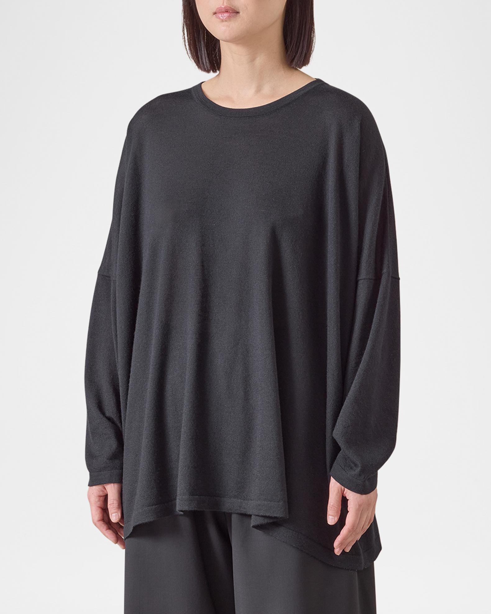 Eskandar Ultrafine Cashmere Wide RoundNeck Sweater (Mid Plus Length
