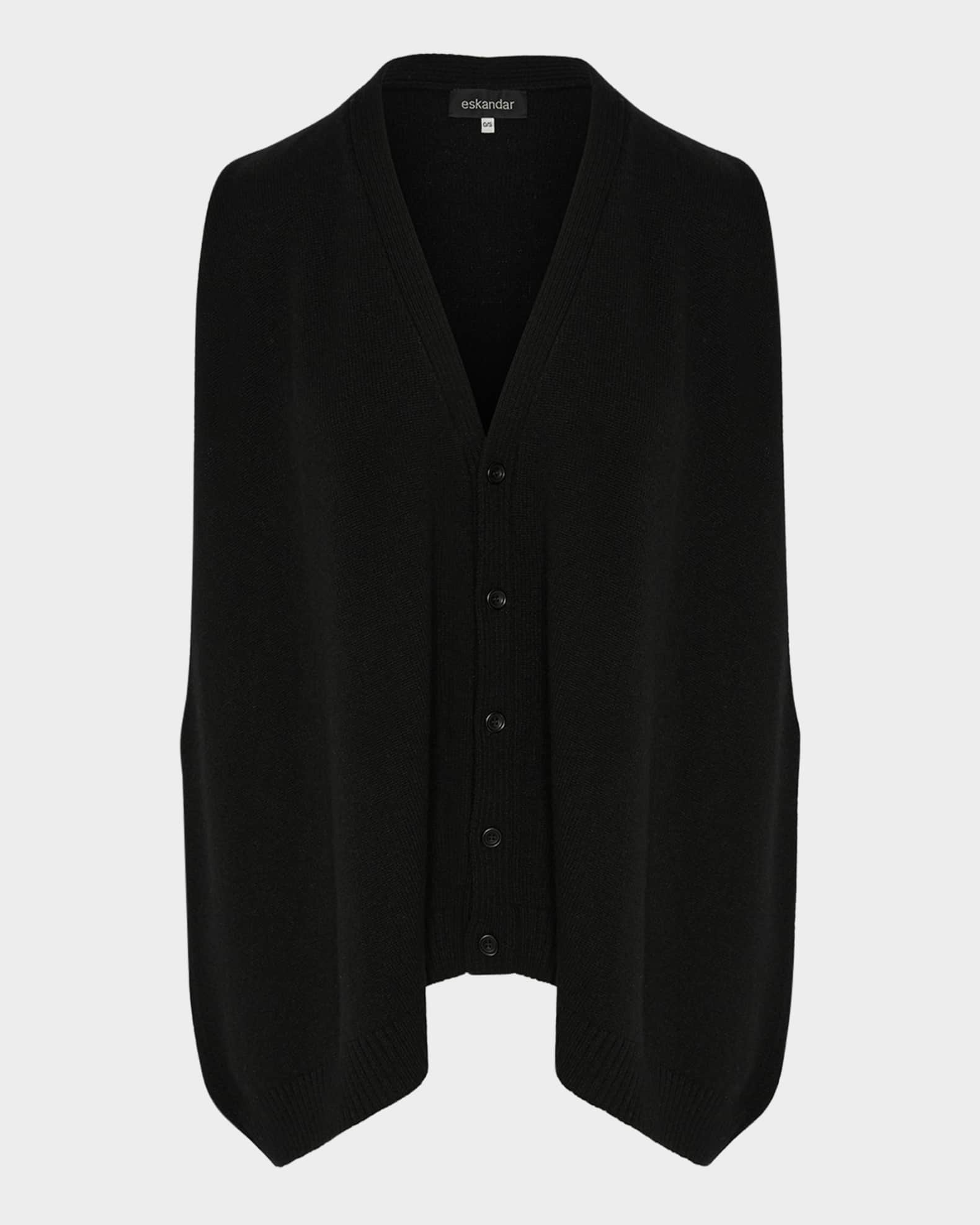 Plain Cashmere A-Line Sleeveless V-Neck Cardigan (Mid Plus Length) 0