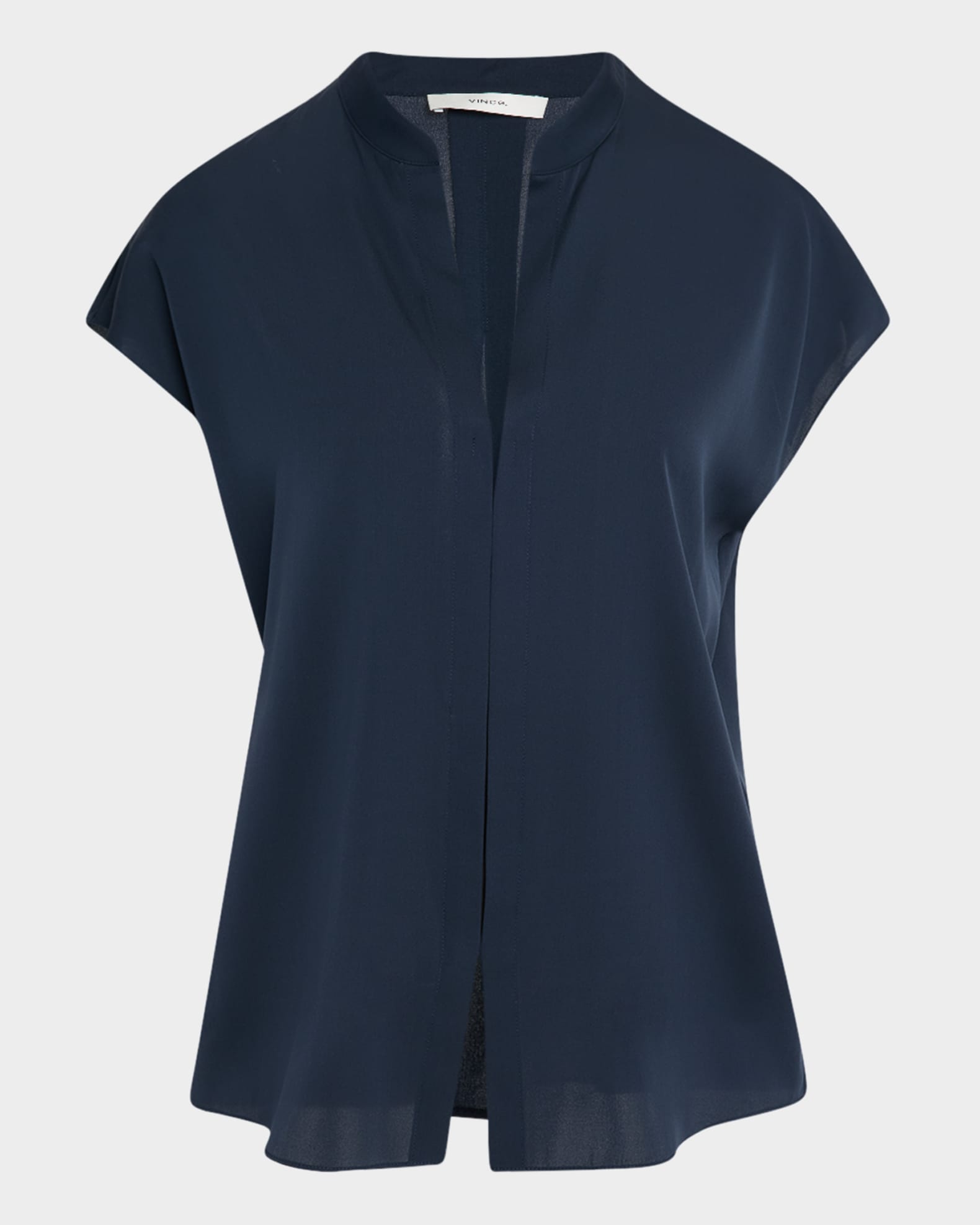 Cap-Sleeve Blouse with Hidden Placket 0