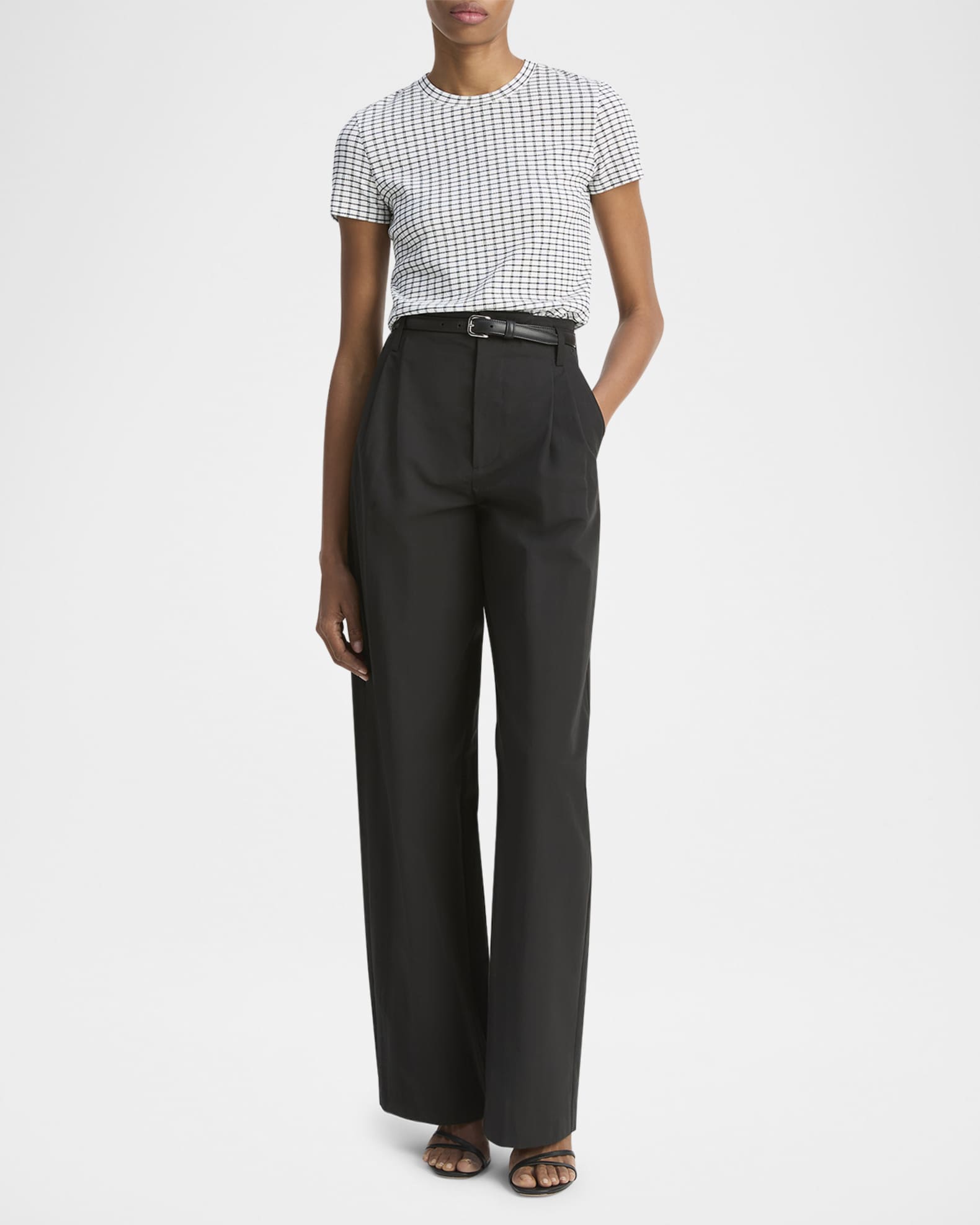 Check Short-Sleeve Crewneck Top  1