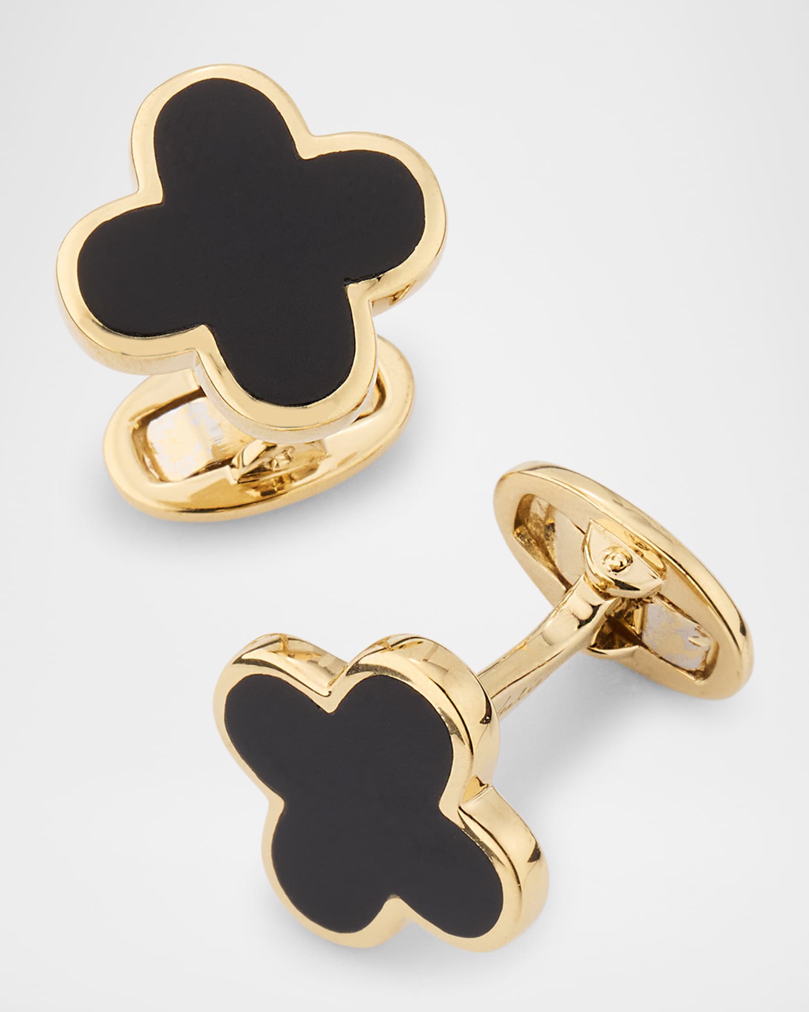 Men's 18K Gold Vermeil Black Onyx Clover Cufflinks 0