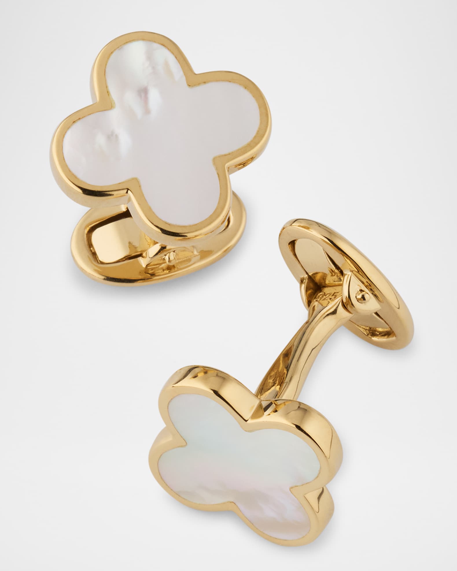 Men's 18K Gold Vermeil Mother of Pearl Clover Cufflinks 0
