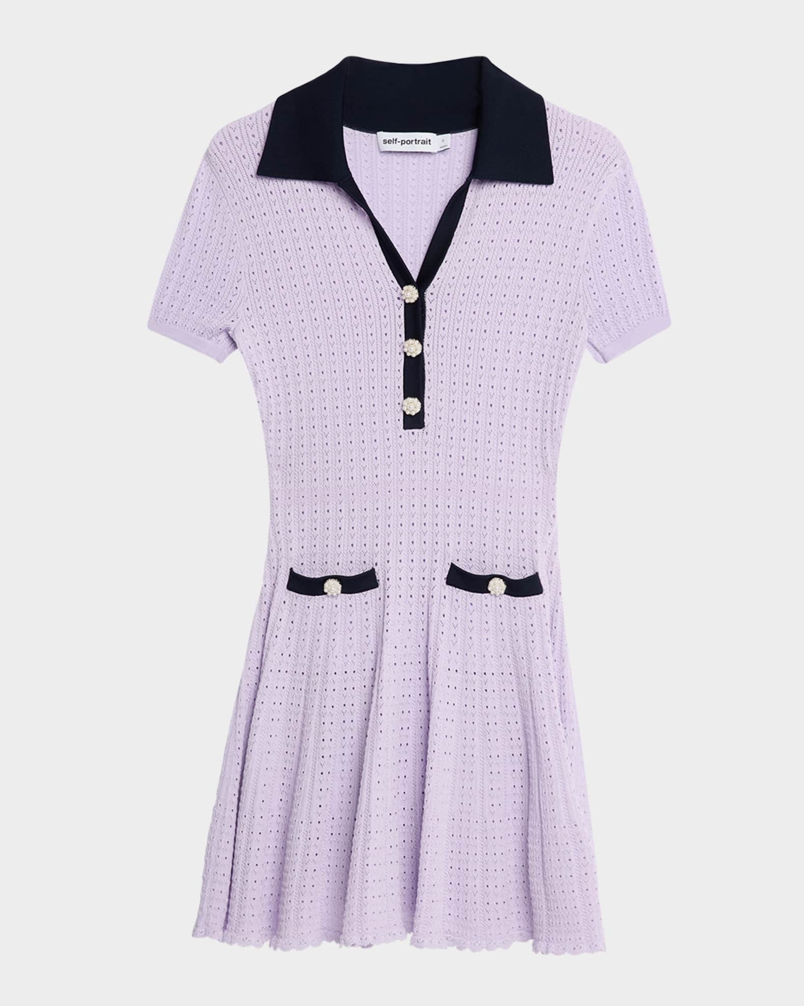 パーティードレス SELF PORTRAIT PF25093SBB Dresses Pointelle knit mini dress Self-Portrait Pointelle Knit Mini Dress | Neiman Marcus