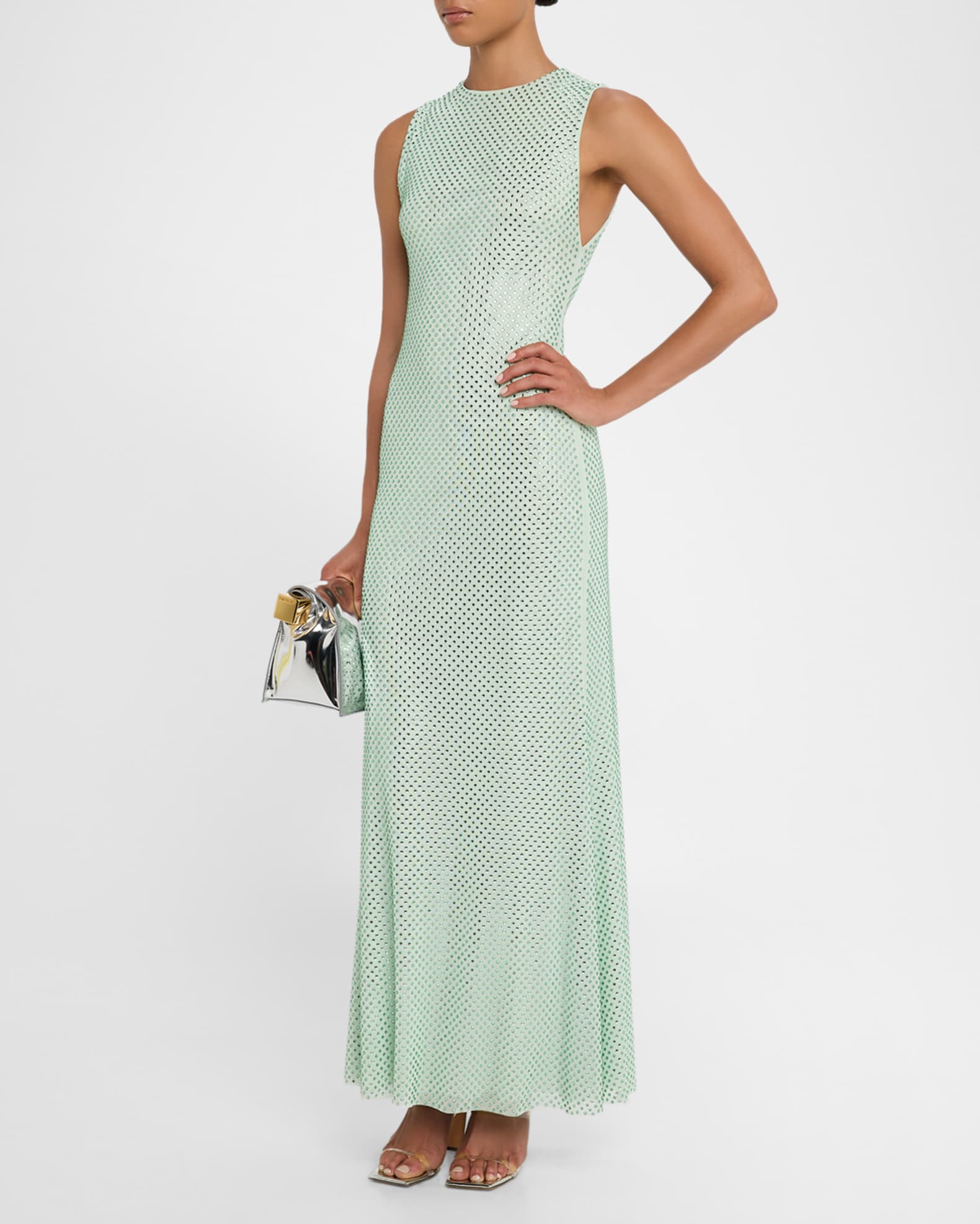 Self-Portrait Rhinestone Mesh Midi Dress | Neiman Marcus