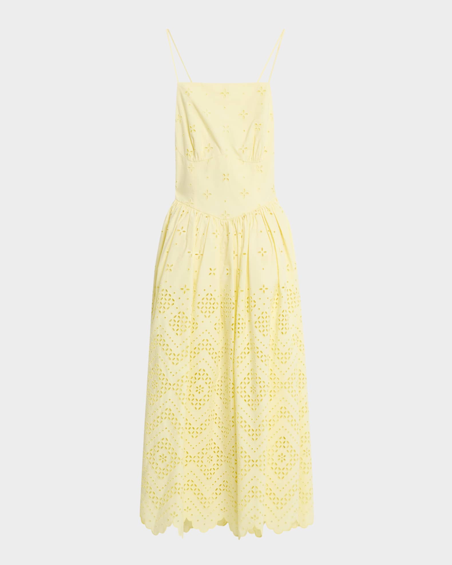 Embroidered Cotton Midi Dress 0